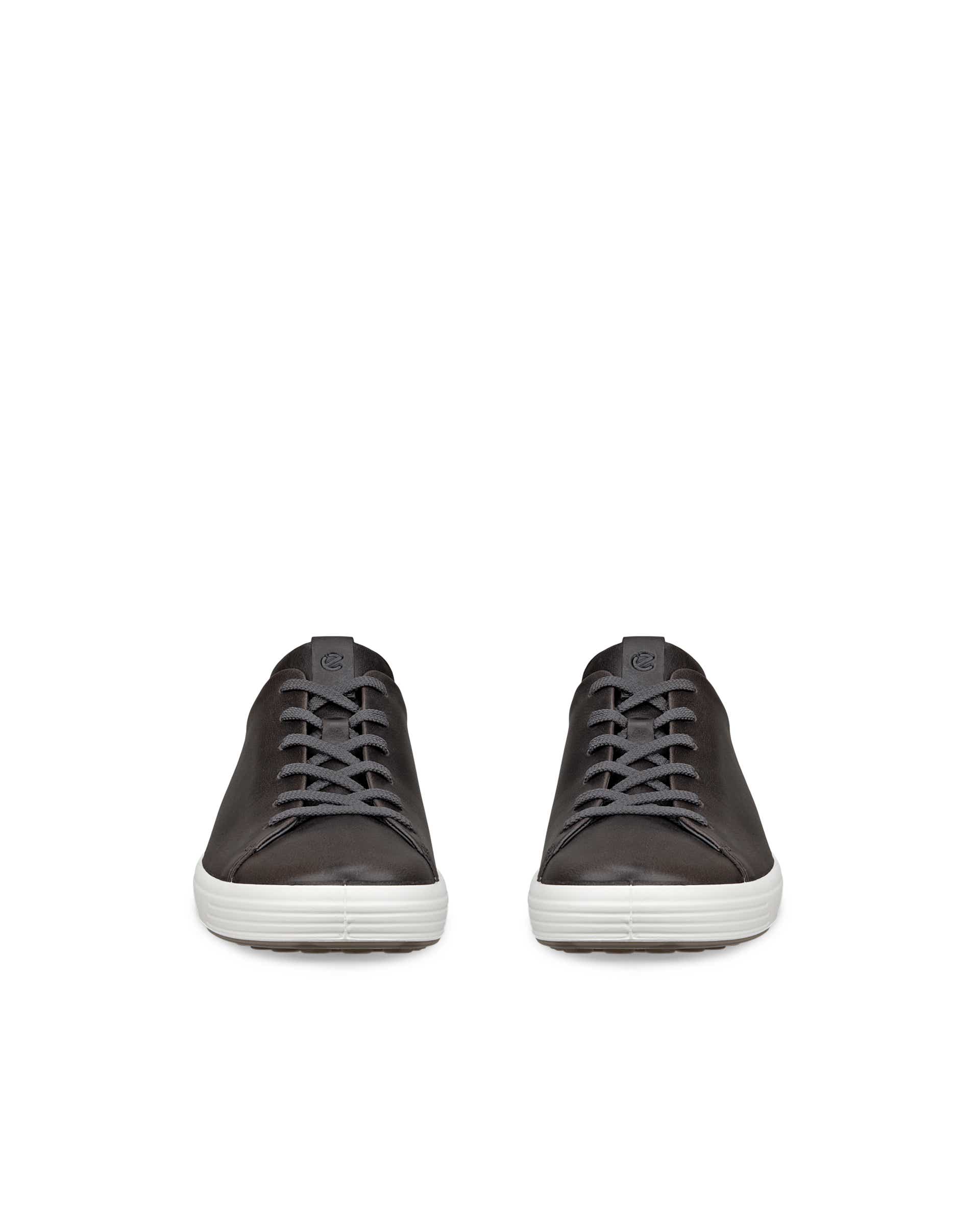Men's ECCO® Soft 7 Leather Lace-Up Shoe - Grey - Front pair
