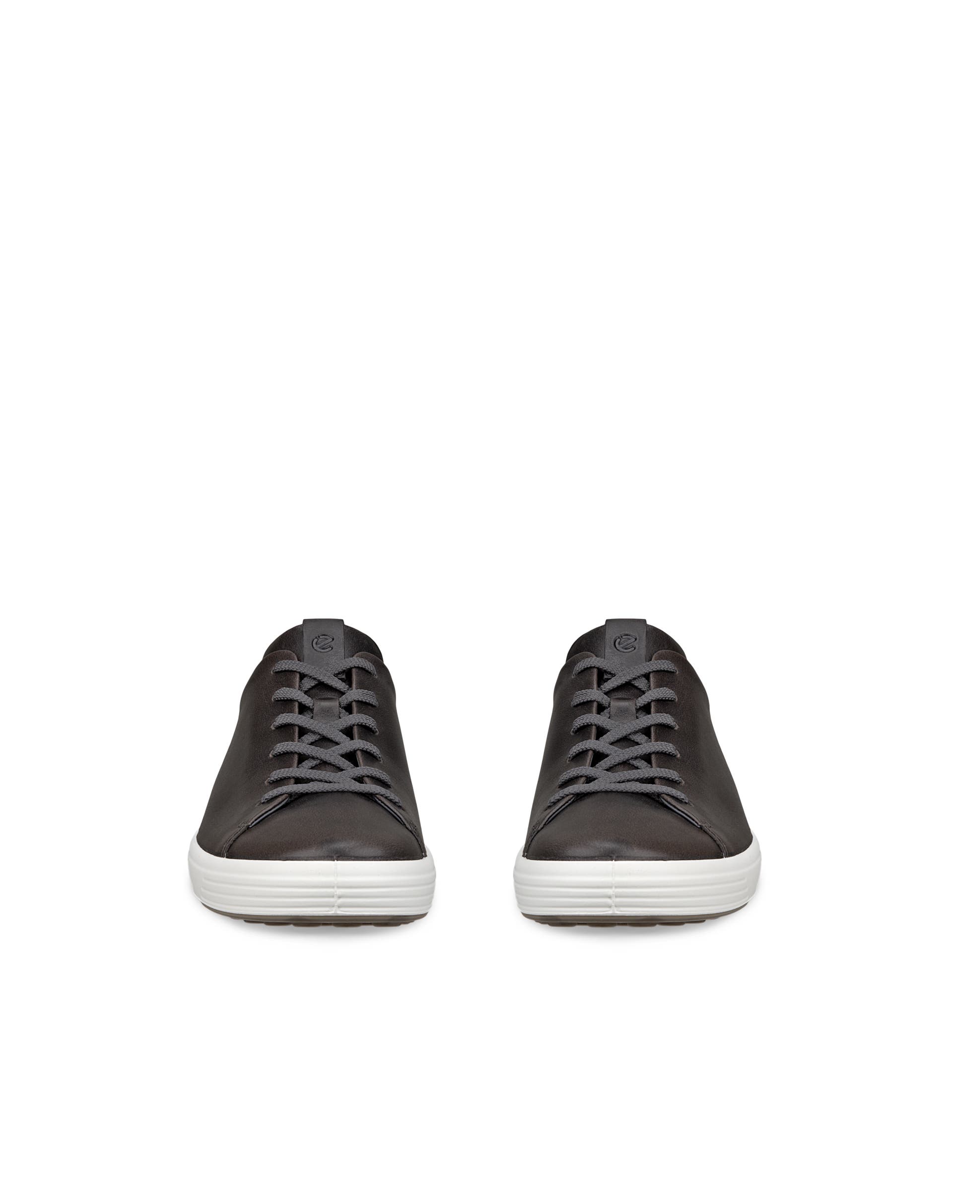 Men's ECCO® Soft 7 Leather Lace-Up Shoe - Grey - Front pair