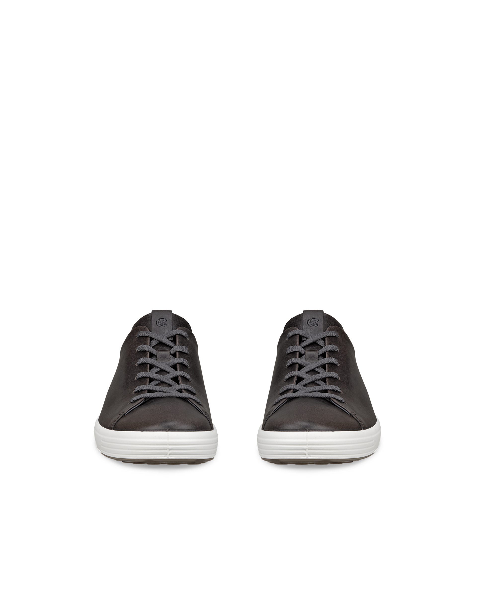 Men's ECCO® Soft 7 Leather Lace-Up Shoe - Grey - Front pair