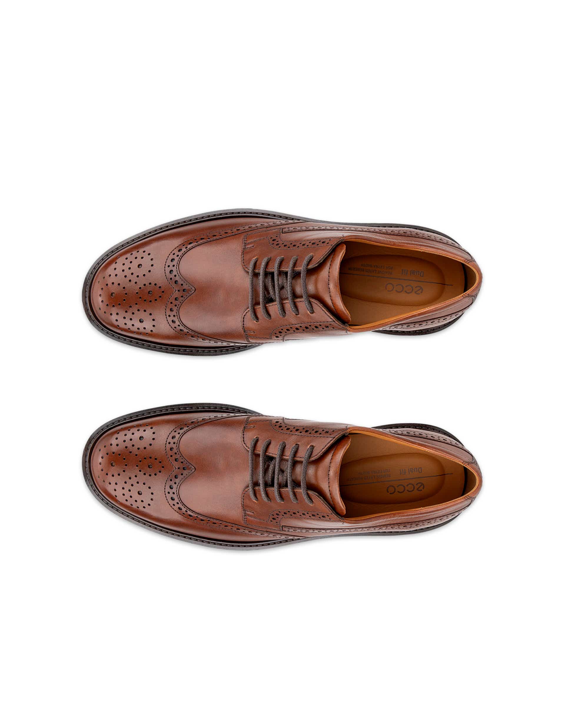 ECCO Metropole London メンズ レザーウィングチップシューズ - ブラウン - Top left pair