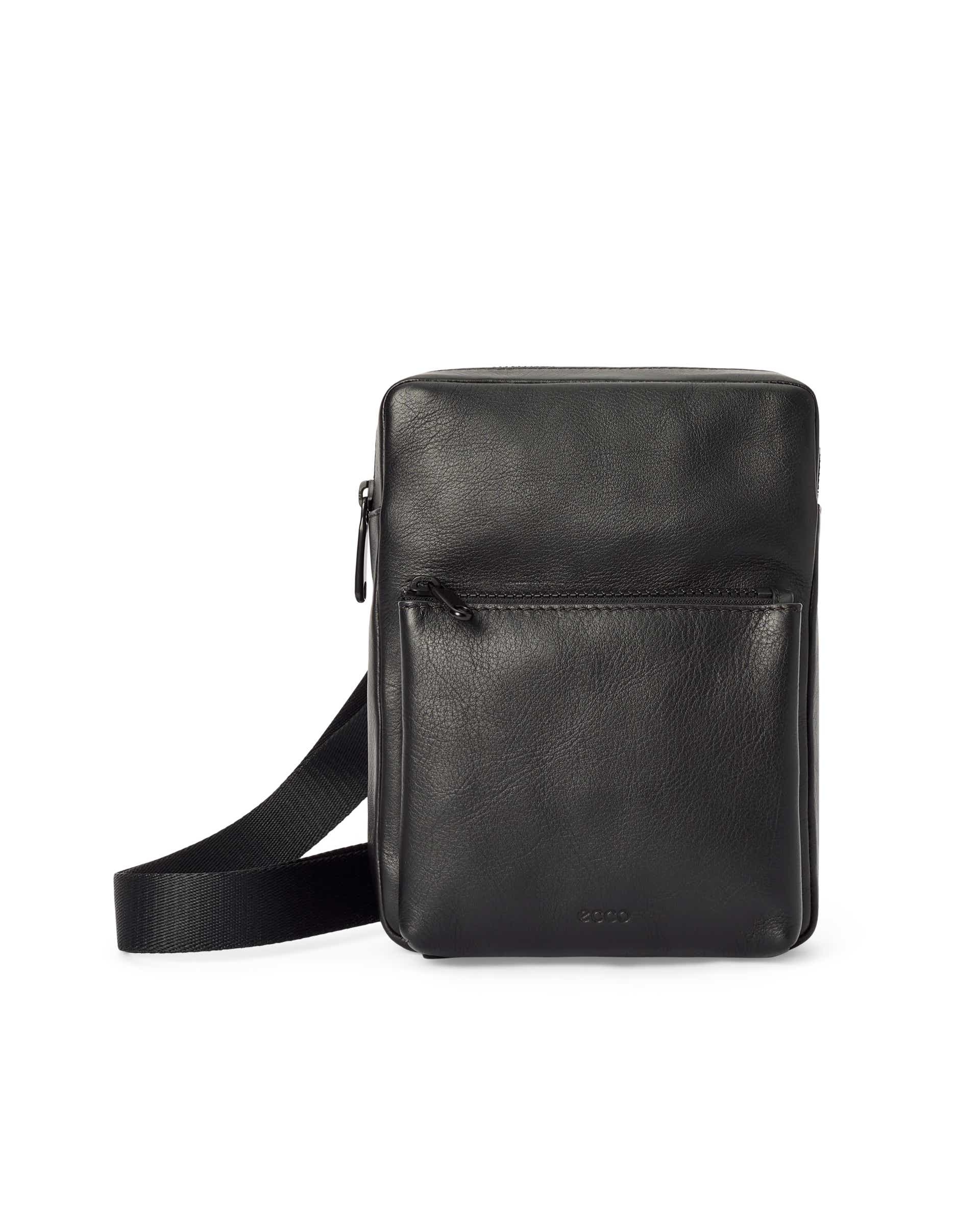 Pánska kožená plochá kabelka cez rameno ECCO® FLAT POUCH CITY - Čierna - Main