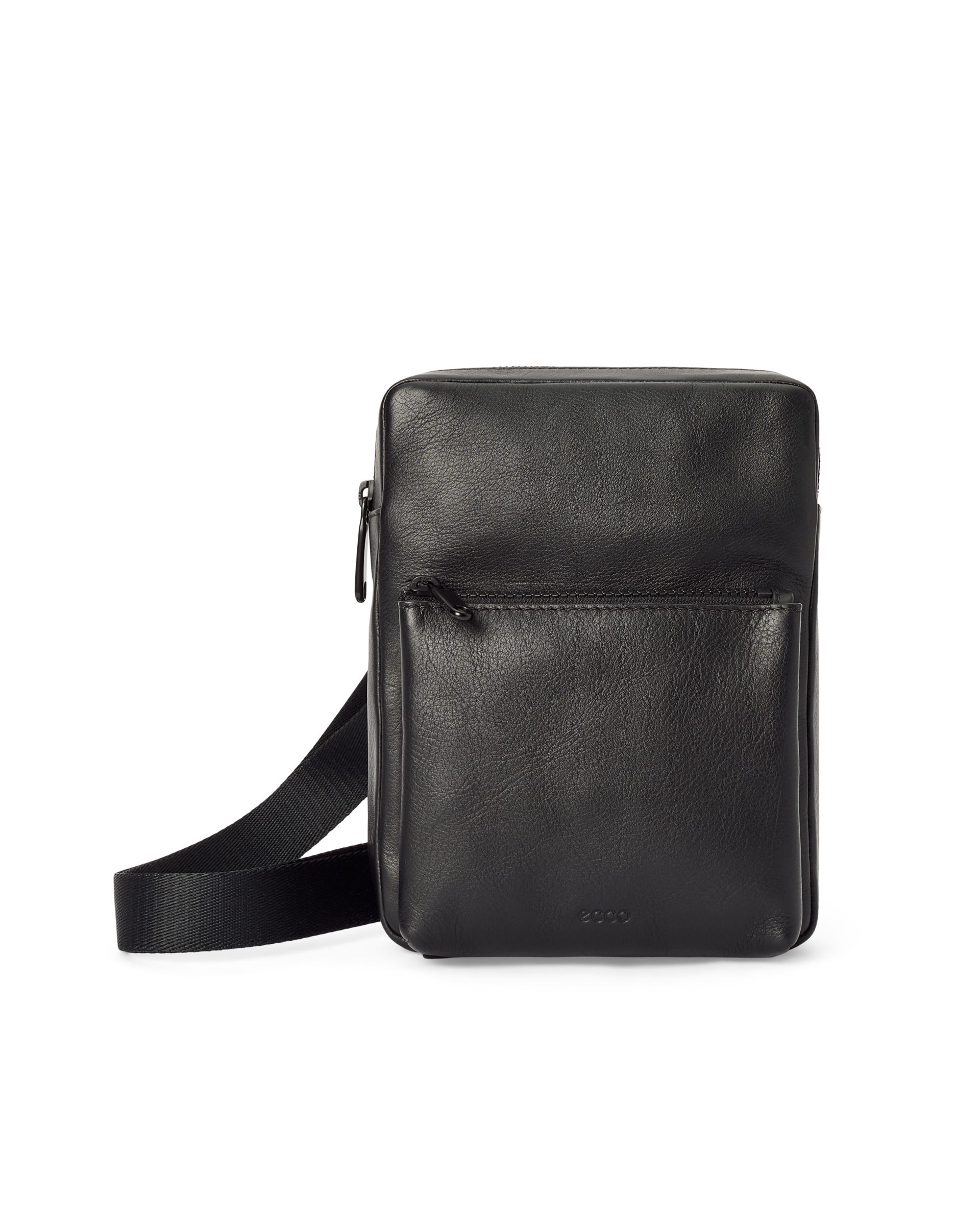 Pánska kožená plochá kabelka cez rameno ECCO® FLAT POUCH CITY - Čierna - Main