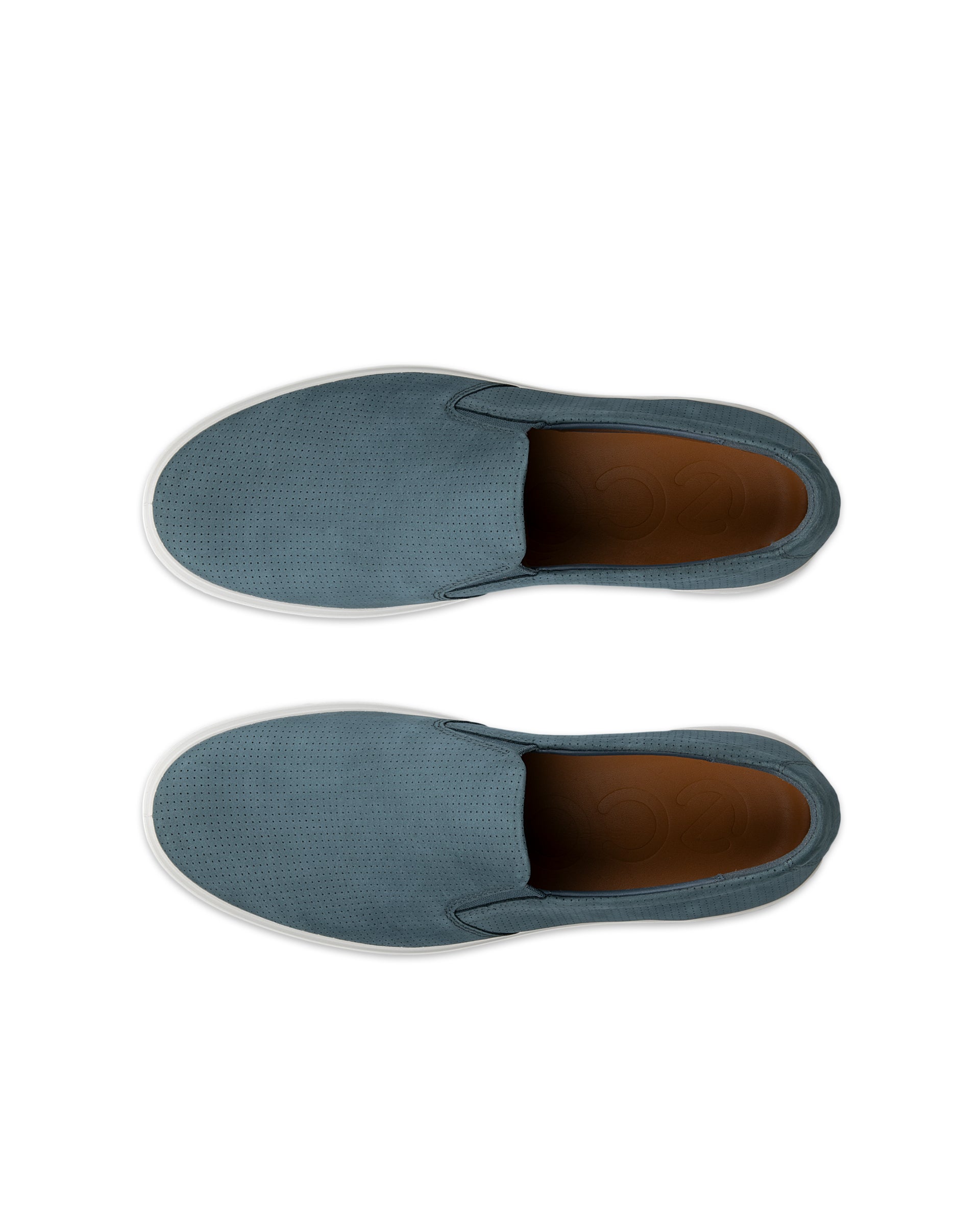 Men's ECCO® Soft 60 Nubuck Slip-On - Blue - Top left pair