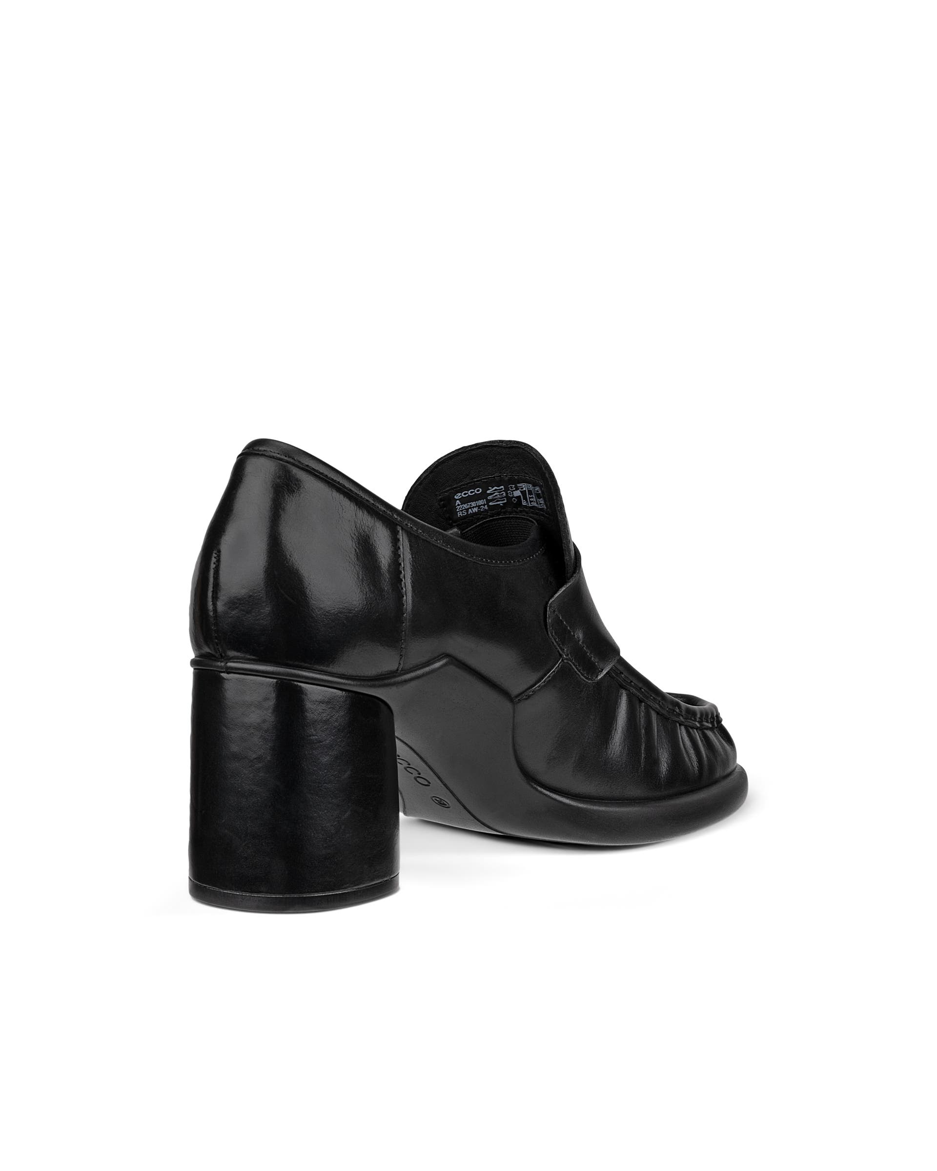 Women's ECCO® Sculpted LX 55 Leather Block-Heeled Loafer - Black - Back