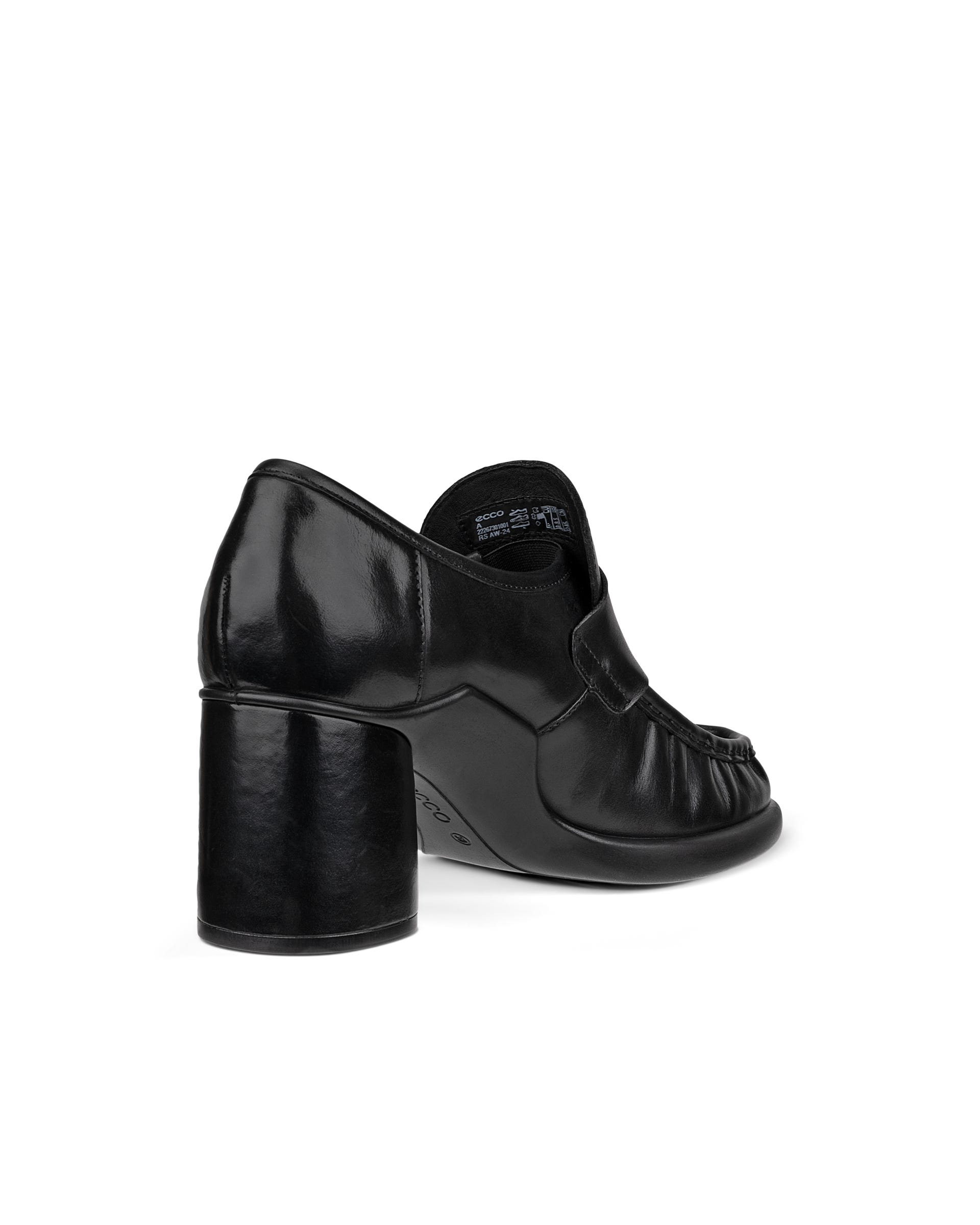 Women's ECCO® Sculpted LX 55 Leather Block-Heeled Loafer - Black - Back