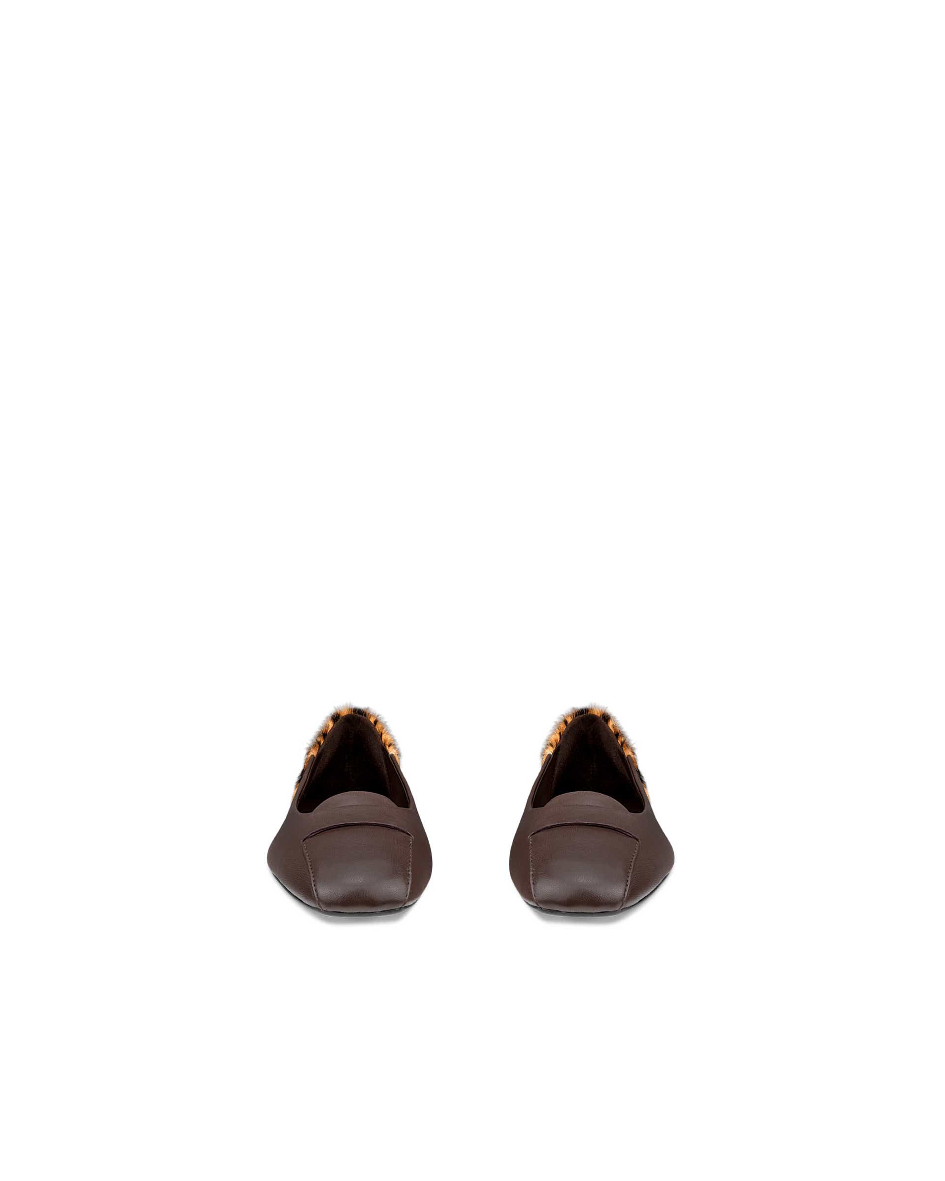 Women's ECCO® MARGOT Leather Ballerina - Brown - Front pair