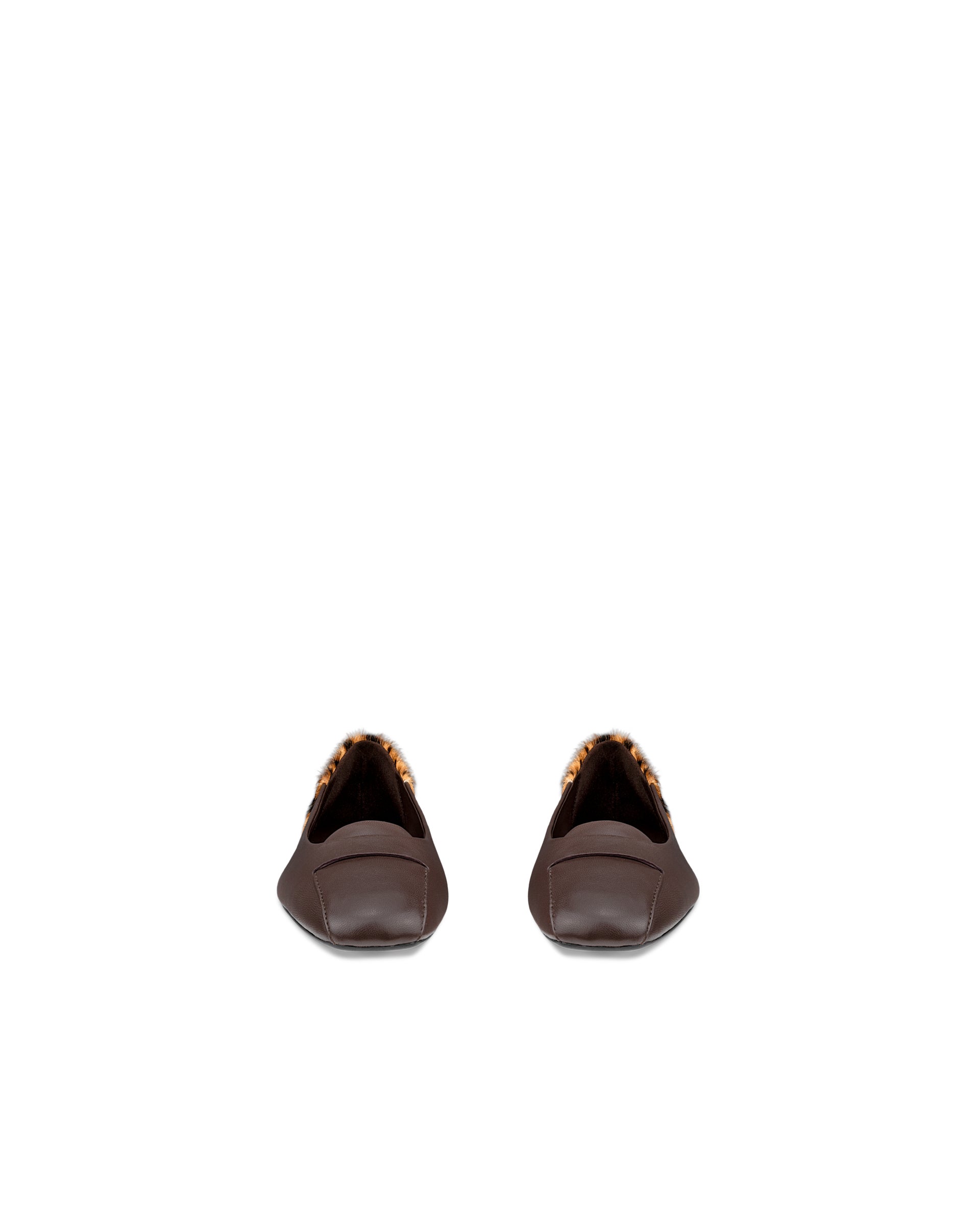 Women's ECCO® MARGOT Leather Ballerina - Brown - Front pair