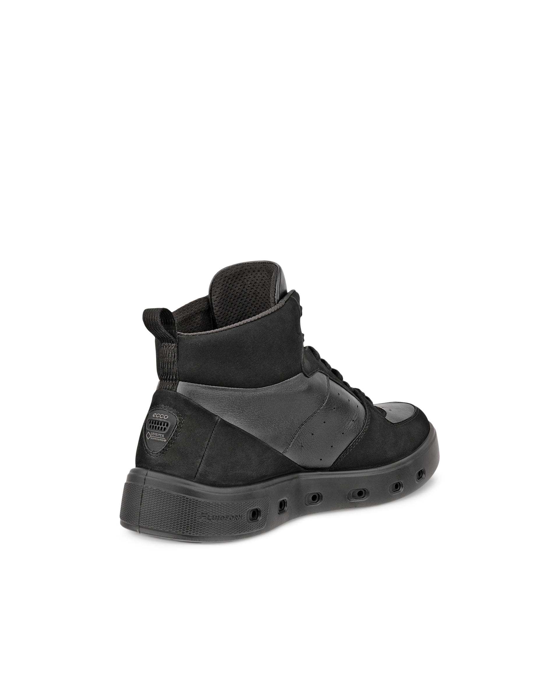 Damskie skórzane wysokie sneakersy z Gore-Tex ECCO® Street 720 - Czarny - Back