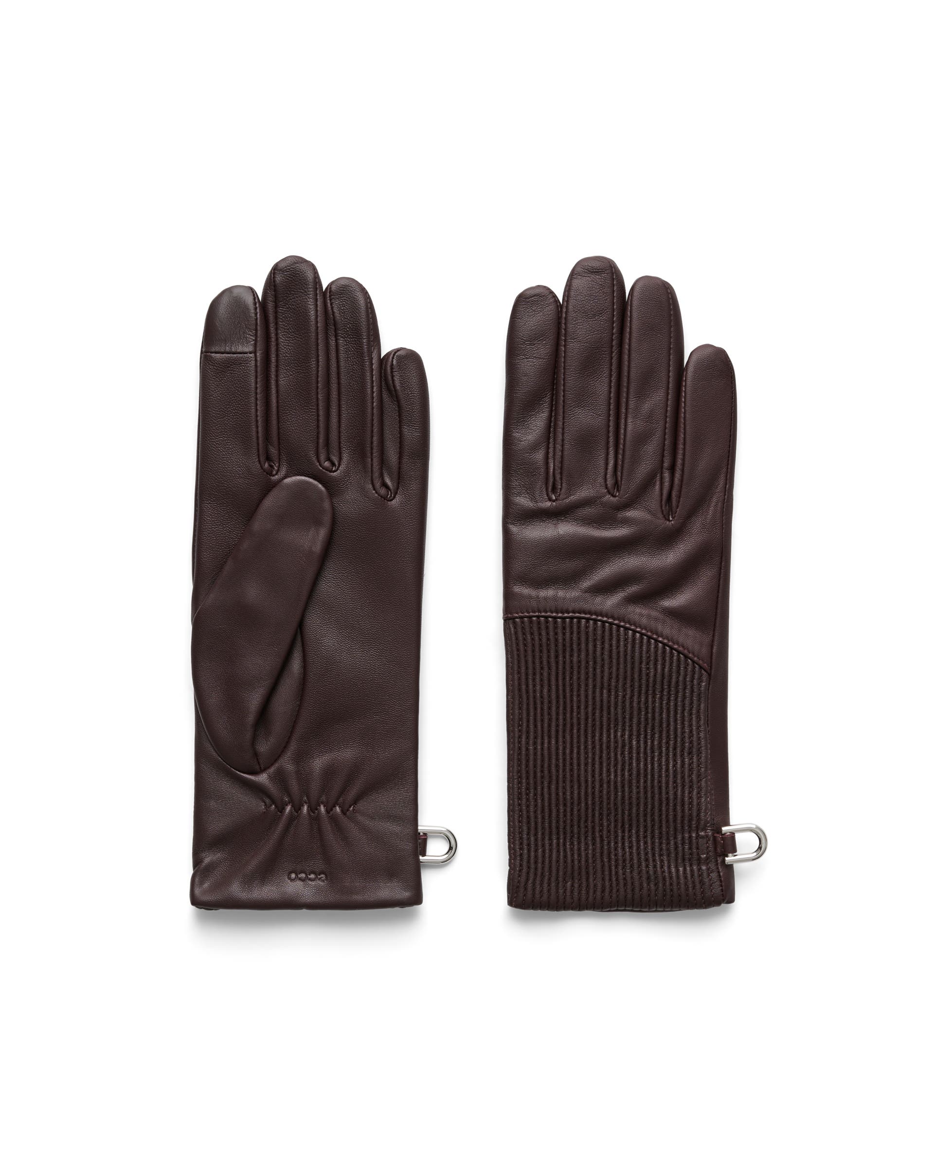 Womens Plissé Gloves - 브라운 - Main