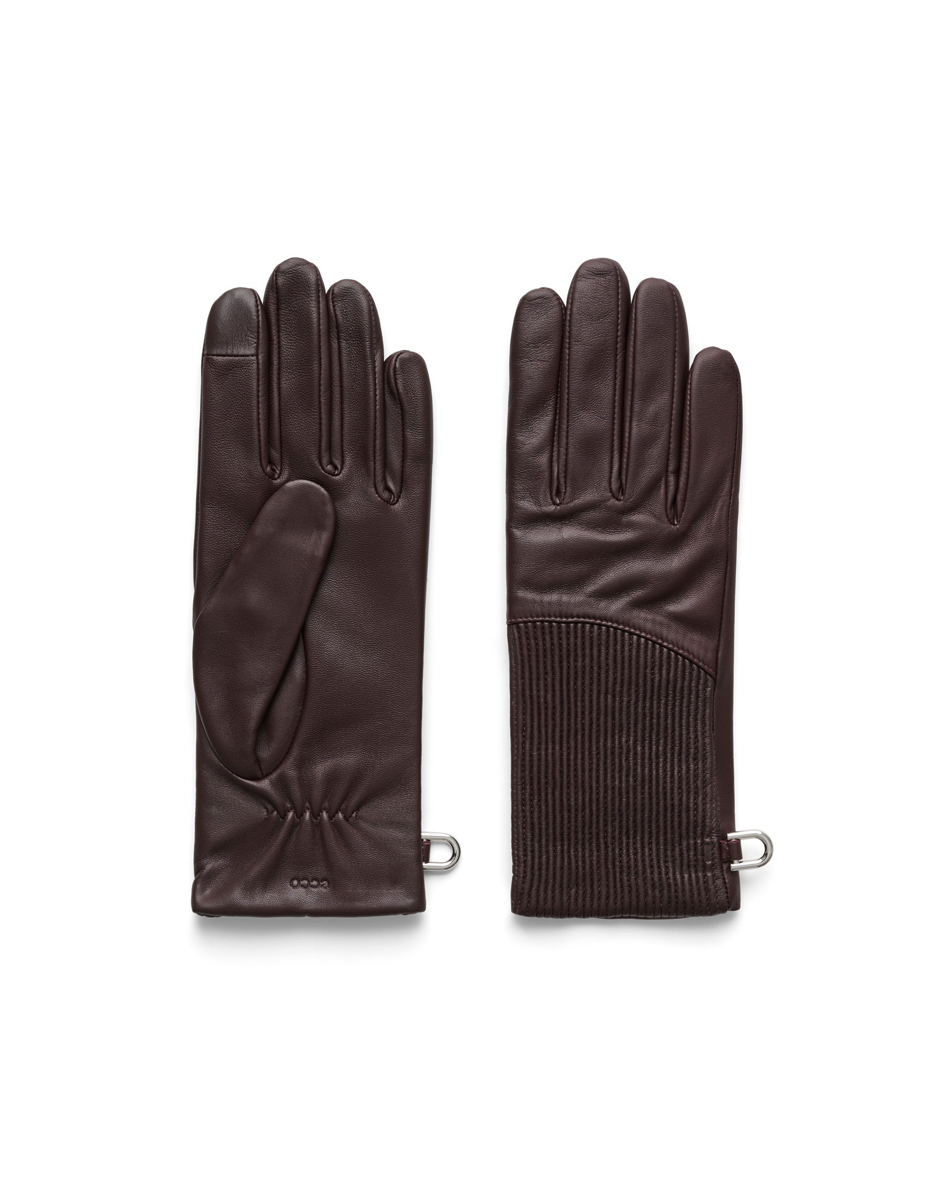 Womens Plissé Gloves - 브라운 - Main