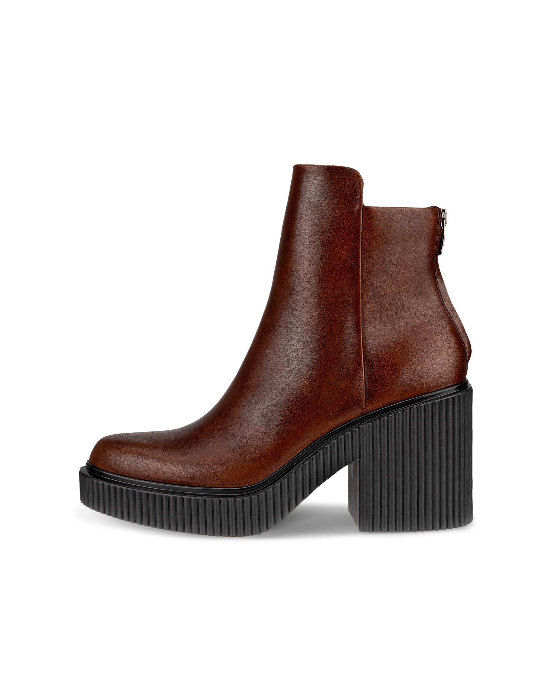 ECCO Fluted Heel ウィメンズ レザーアンクルブーツ - ブラウン - Outside