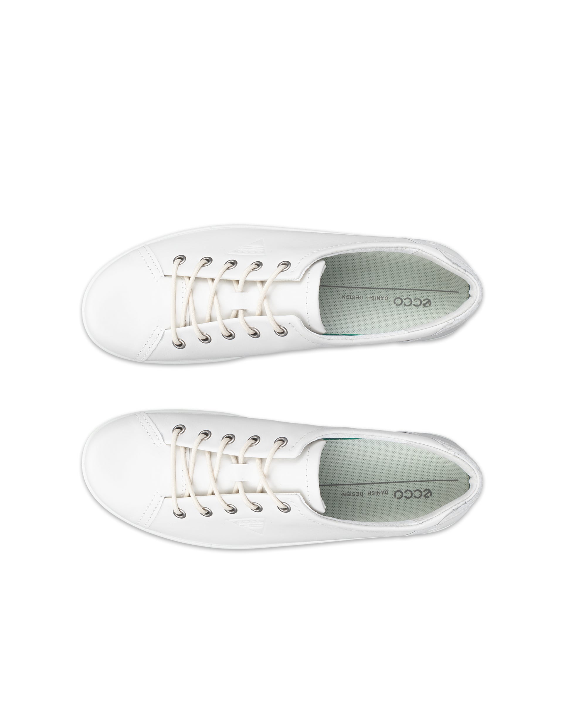 Women's ECCO® Soft 2.0 Leather Walking Shoe - White - Top left pair