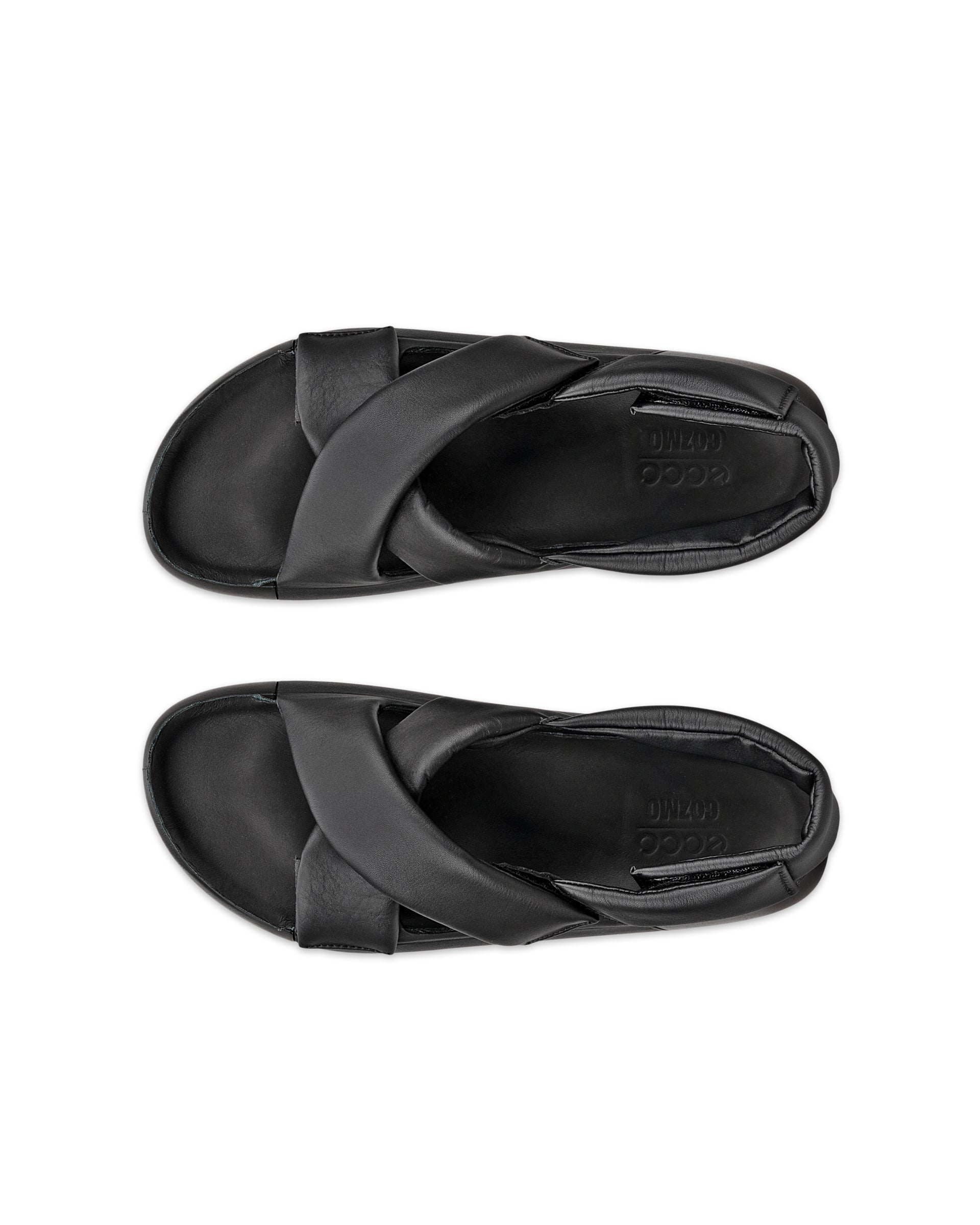 ECCO Cozmo PF ウィメンズ レザーサンダル - ブラック - Top left pair