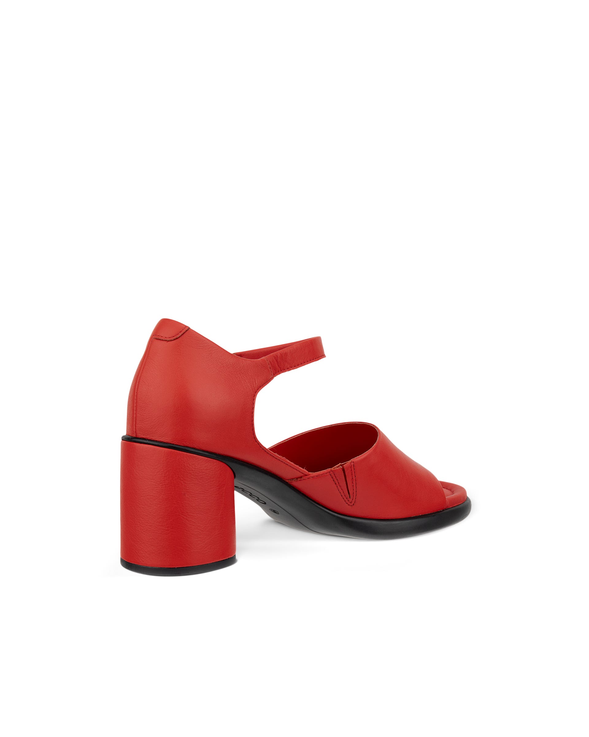 Damskie skórzane sandały na obcasie ECCO® Sculpted Sandal LX 55 - Czerwony - Back