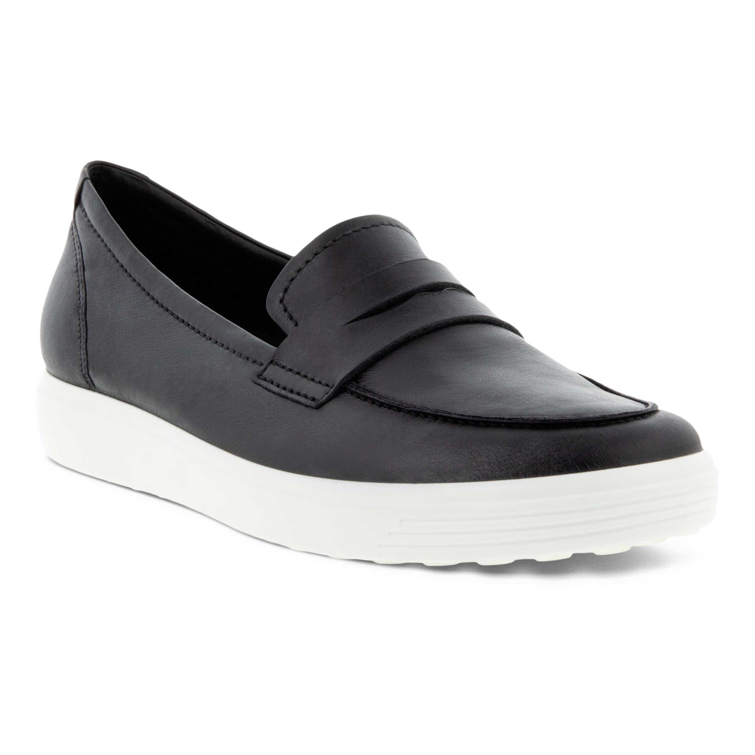 Women's ECCO® Soft 7 Leather Slip-On Sneaker - Black - Main