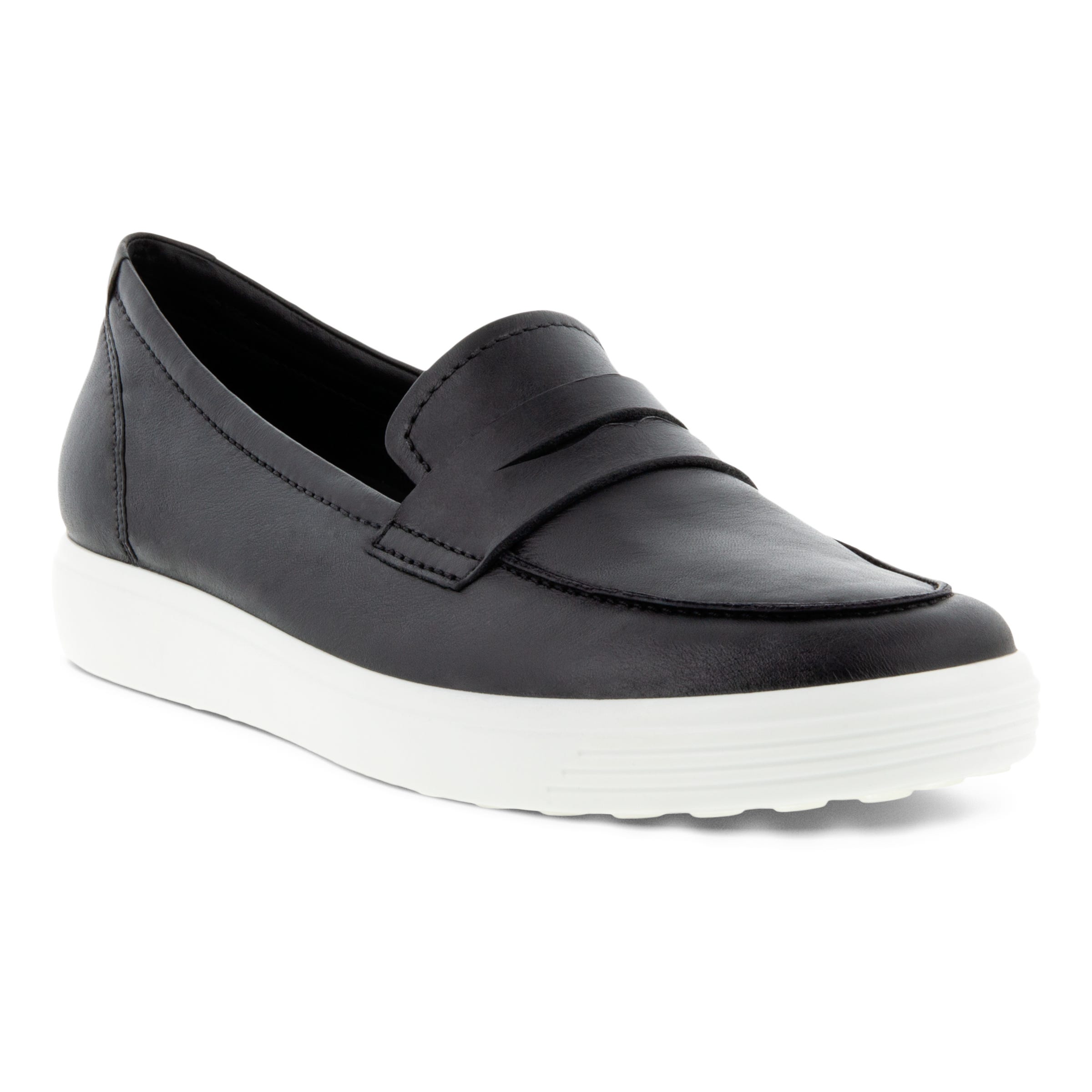 Women's ECCO® Soft 7 Leather Slip-On Sneaker - Black - Main