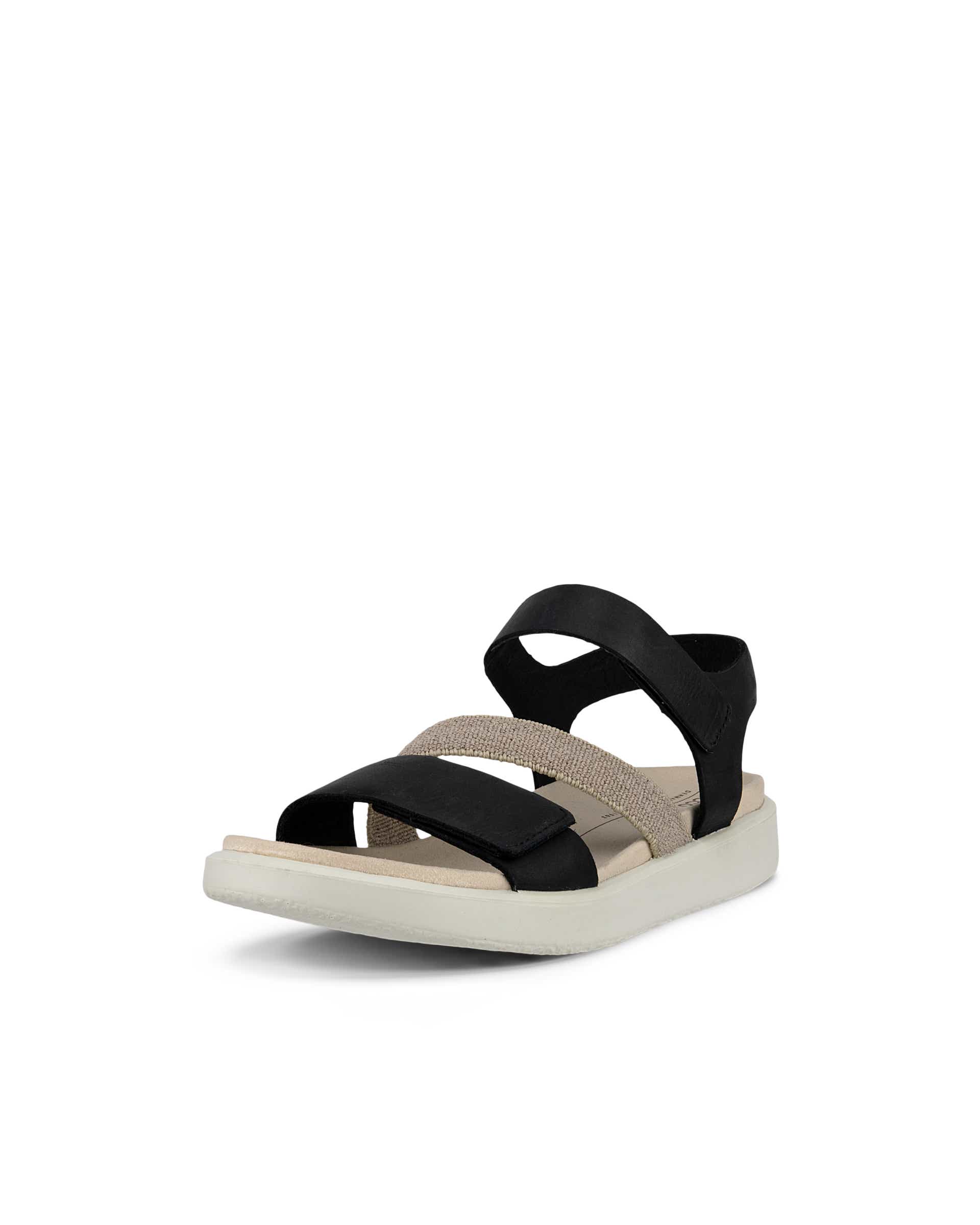 ECCO® Flowt Dames nubuck platte sandaal - Zwart - Main