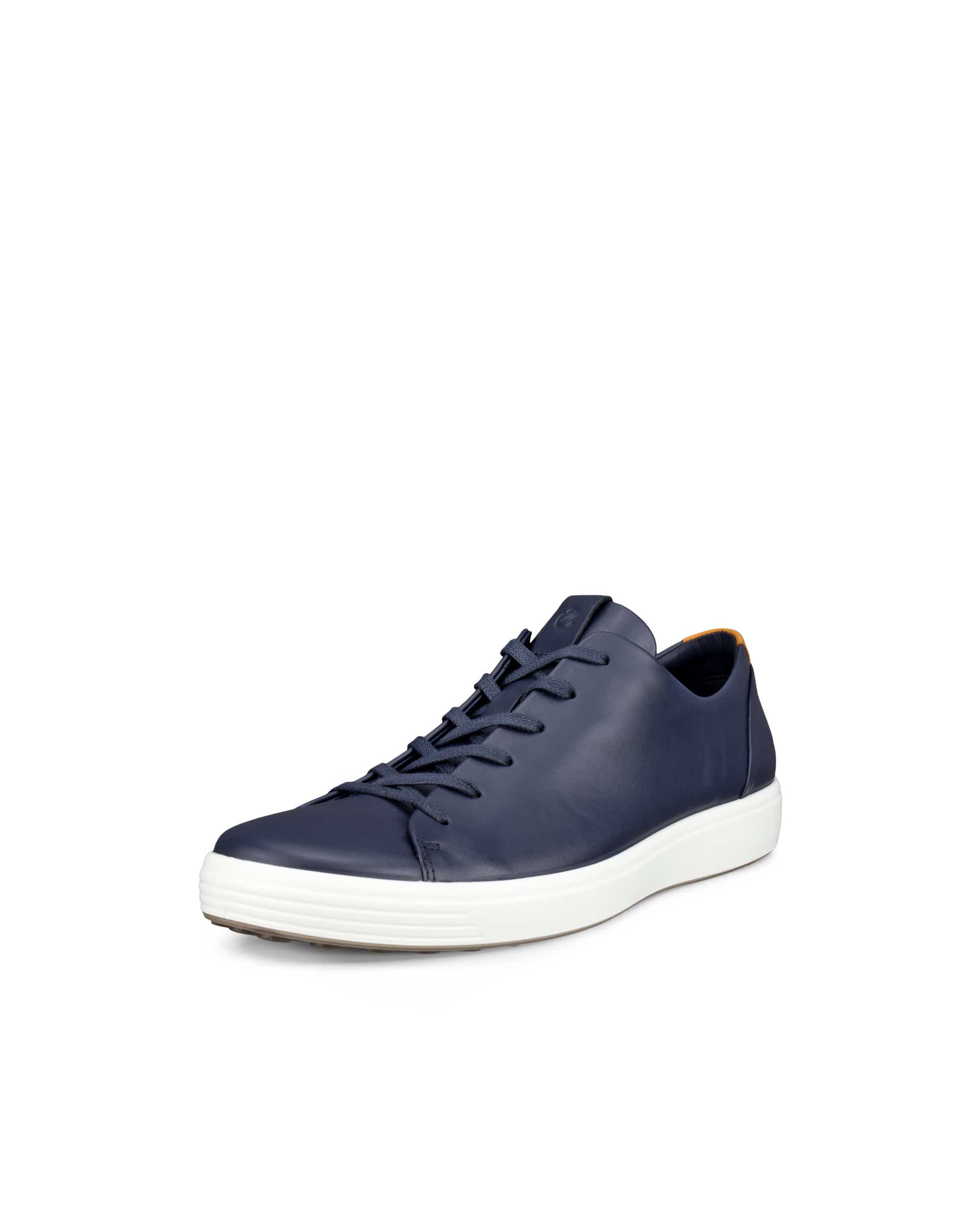 Men's ECCO® Soft 7 Leather Lace-Up Shoe - Blue - Main