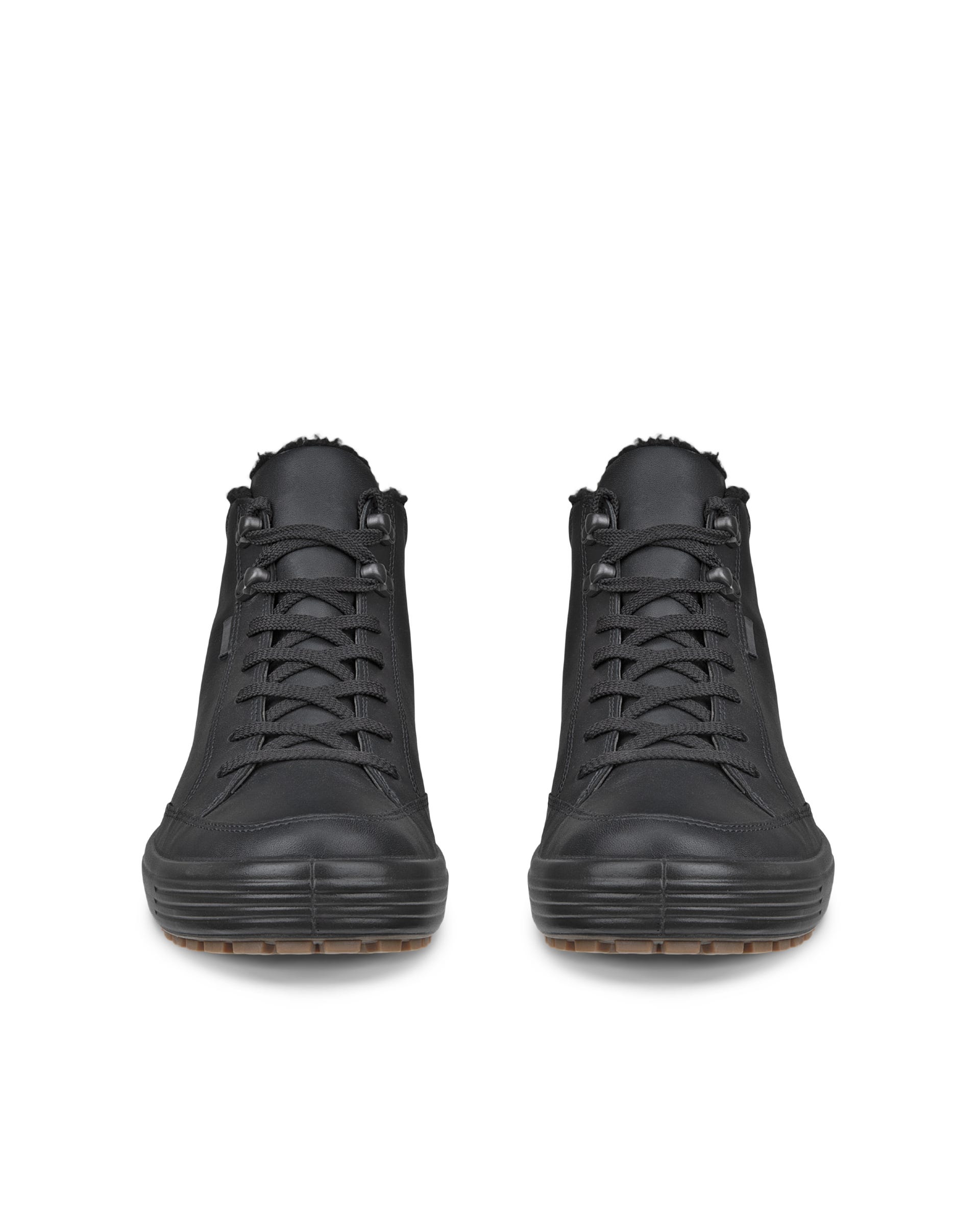 Men's ECCO® Soft 7 Tred Leather Gore-Tex Mid-Cut Boot - Black - Front pair