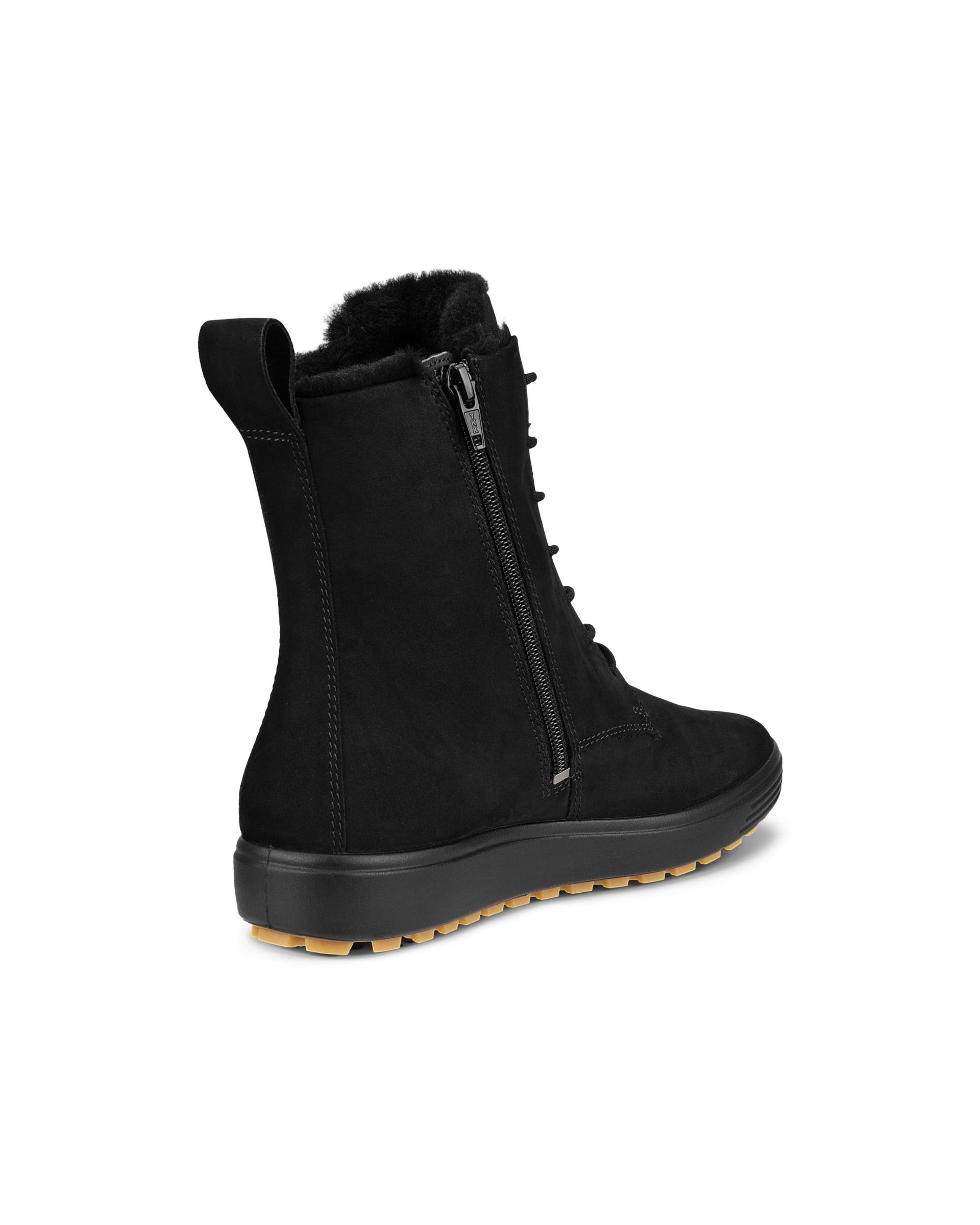 ECCO® Soft 7 Tred ženske srednje čizme od nubuka - Crna - Back