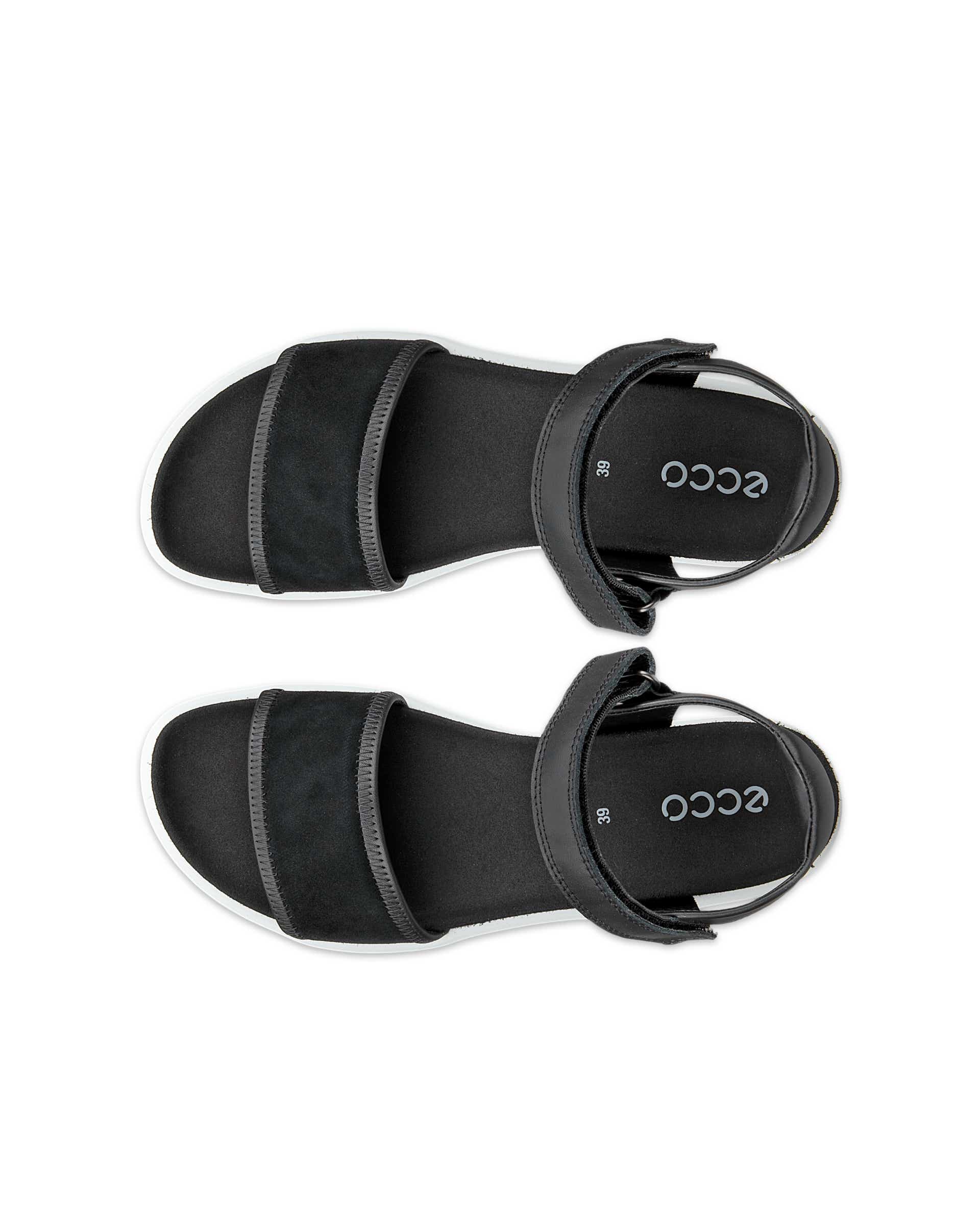 ECCO® SOFT SANDAL sandaler i læder med to remme til damer - Sort - Top left pair