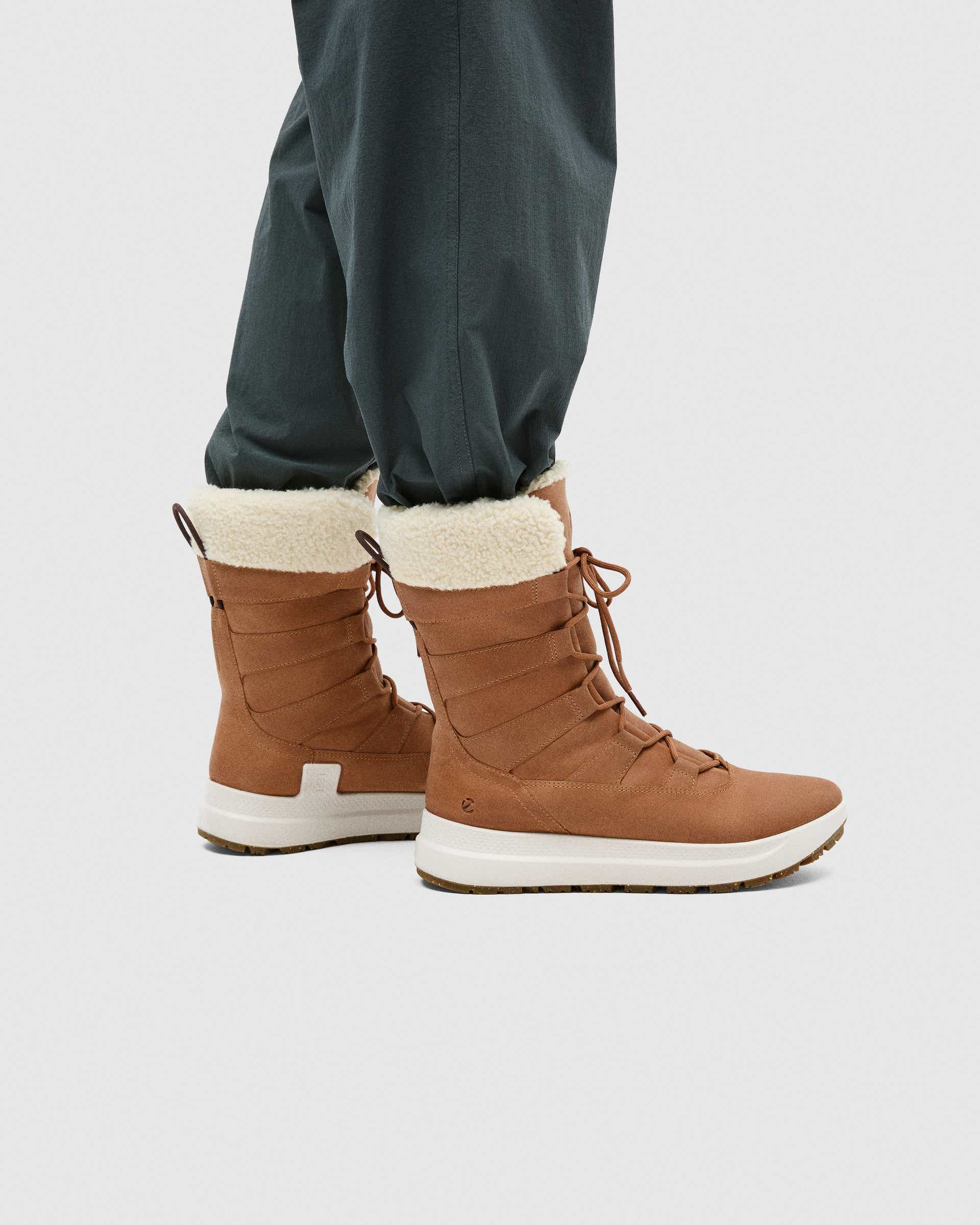 Women's ECCO® SOLICE Nubuck Waterproof Winter Boot - Brown - Lifestyle image-1