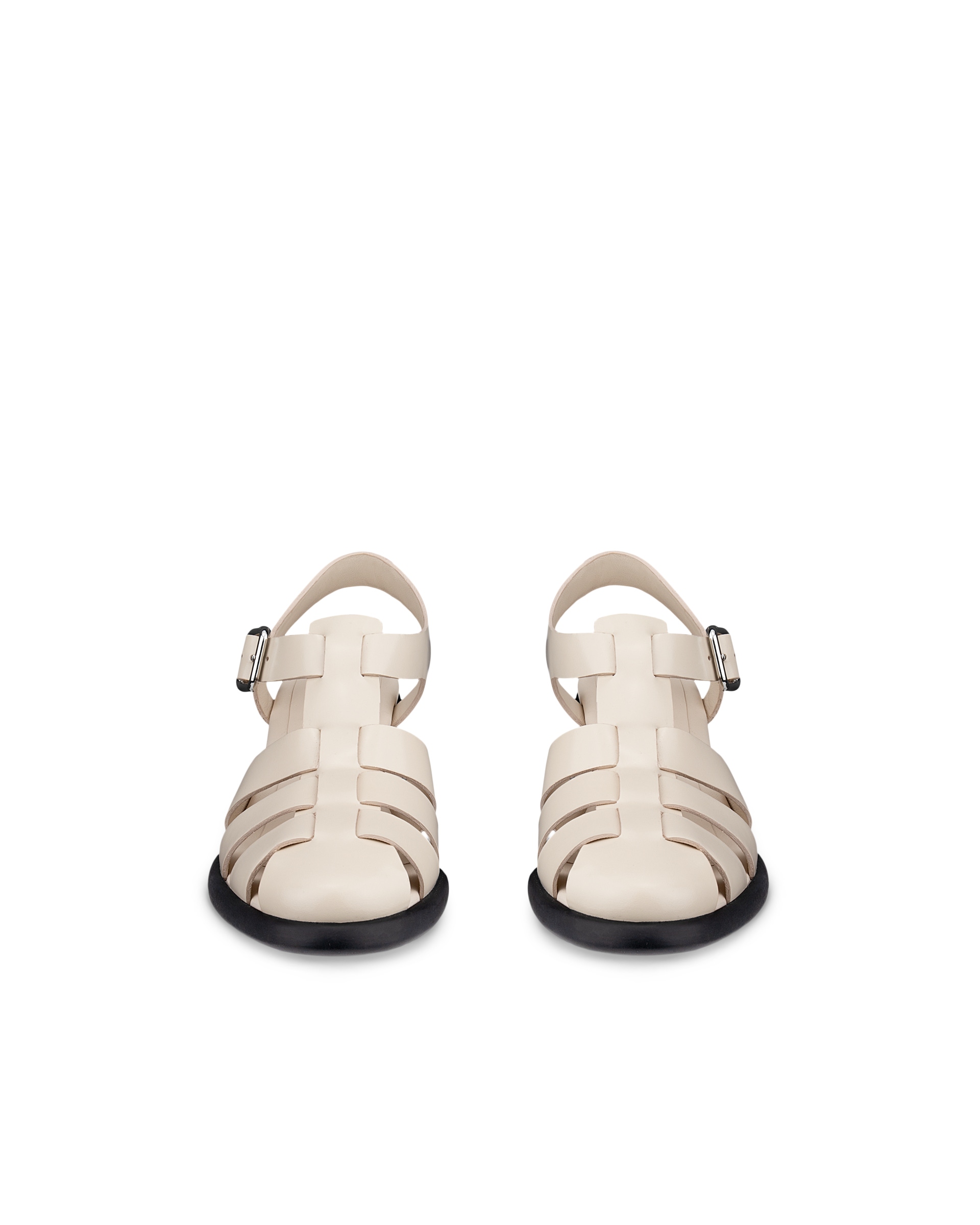 Women's ECCO® Sculpted Lx 55 Leather Fisherman Heeled Sandal - Beige - Front pair