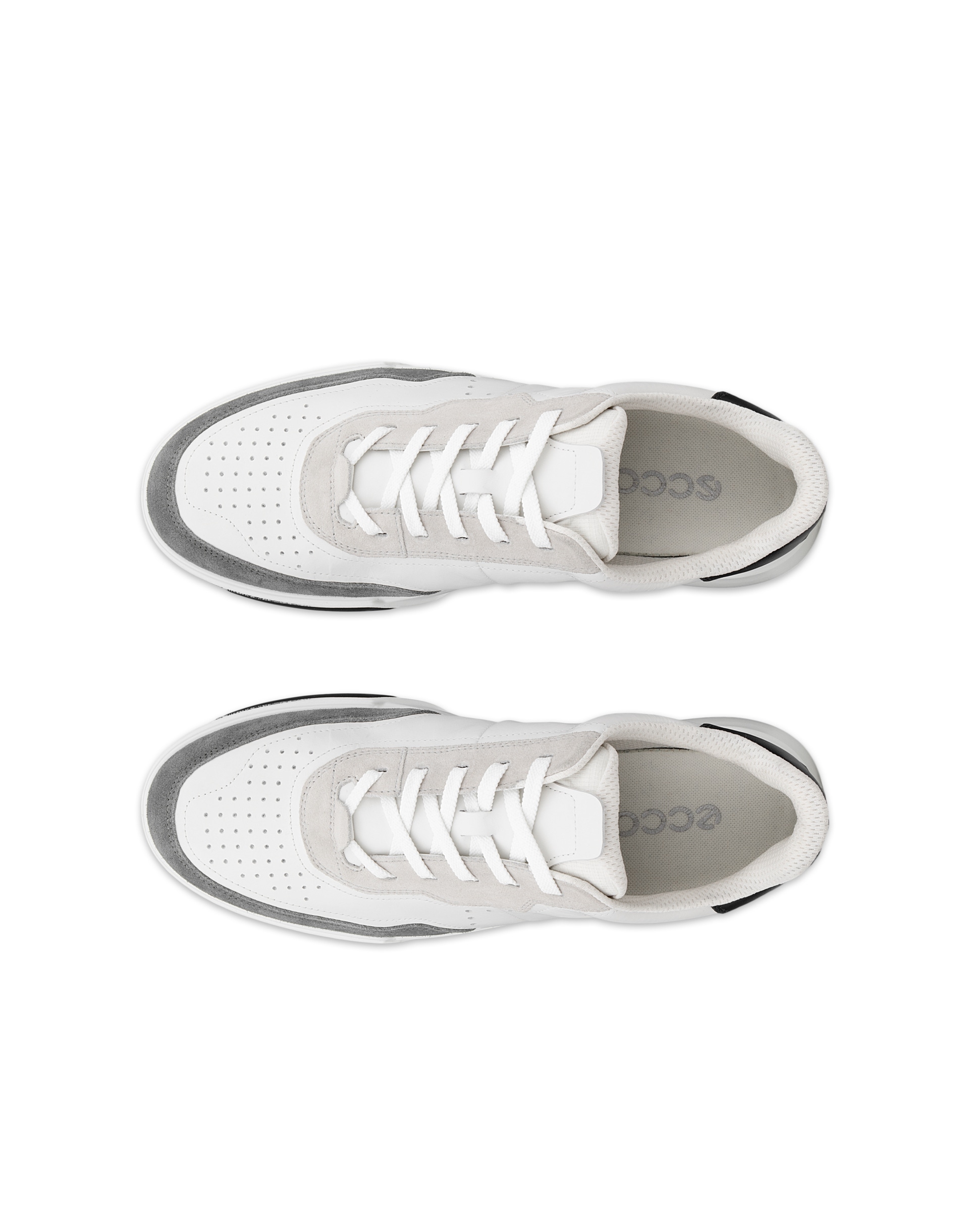ECCO® STREET COURT baskets en cuir pour homme - Vert - Top left pair
