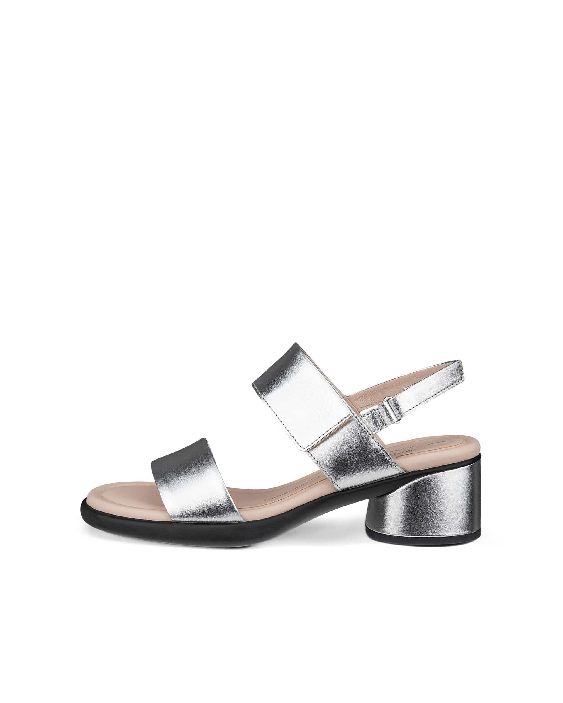 Women's ECCO® Sculpted Sandal LX 35 Leather Heeled Sandal - Silver - Outside