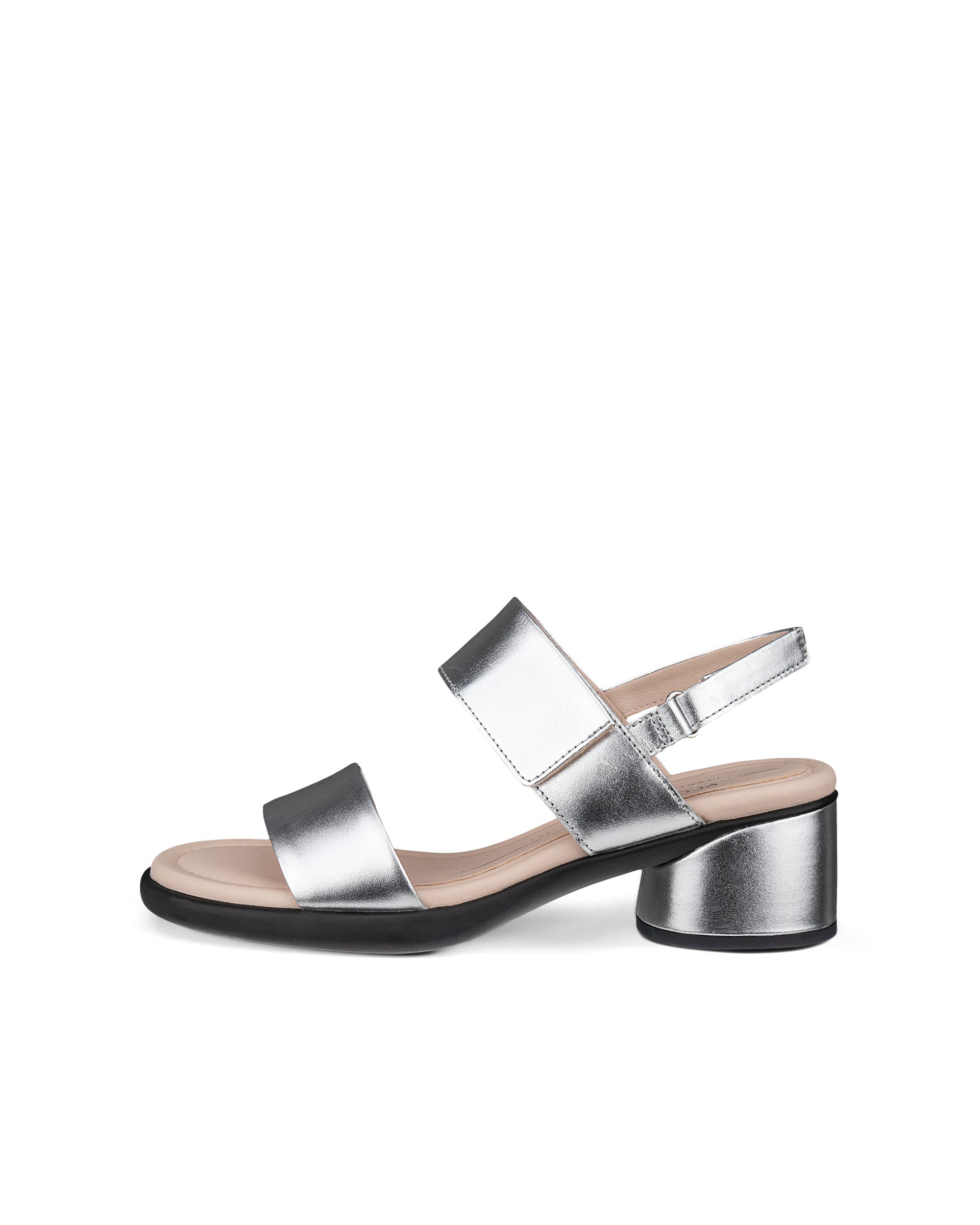 Women's ECCO® Sculpted Sandal LX 35 Leather Heeled Sandal - Silver - Outside