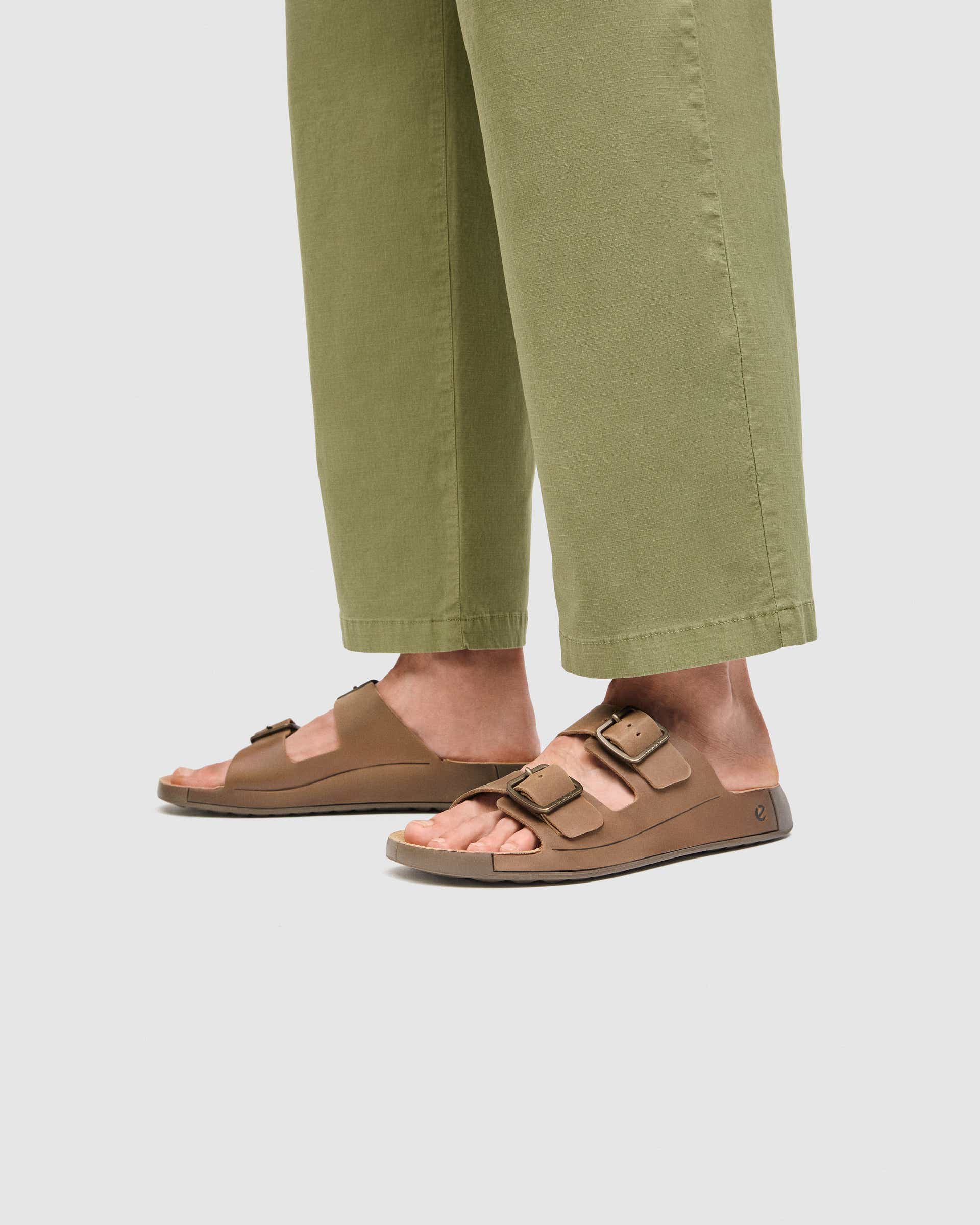 Men's ECCO® Cozmo Nubuck Two Strap Sandal - Brown - Lifestyle image-1