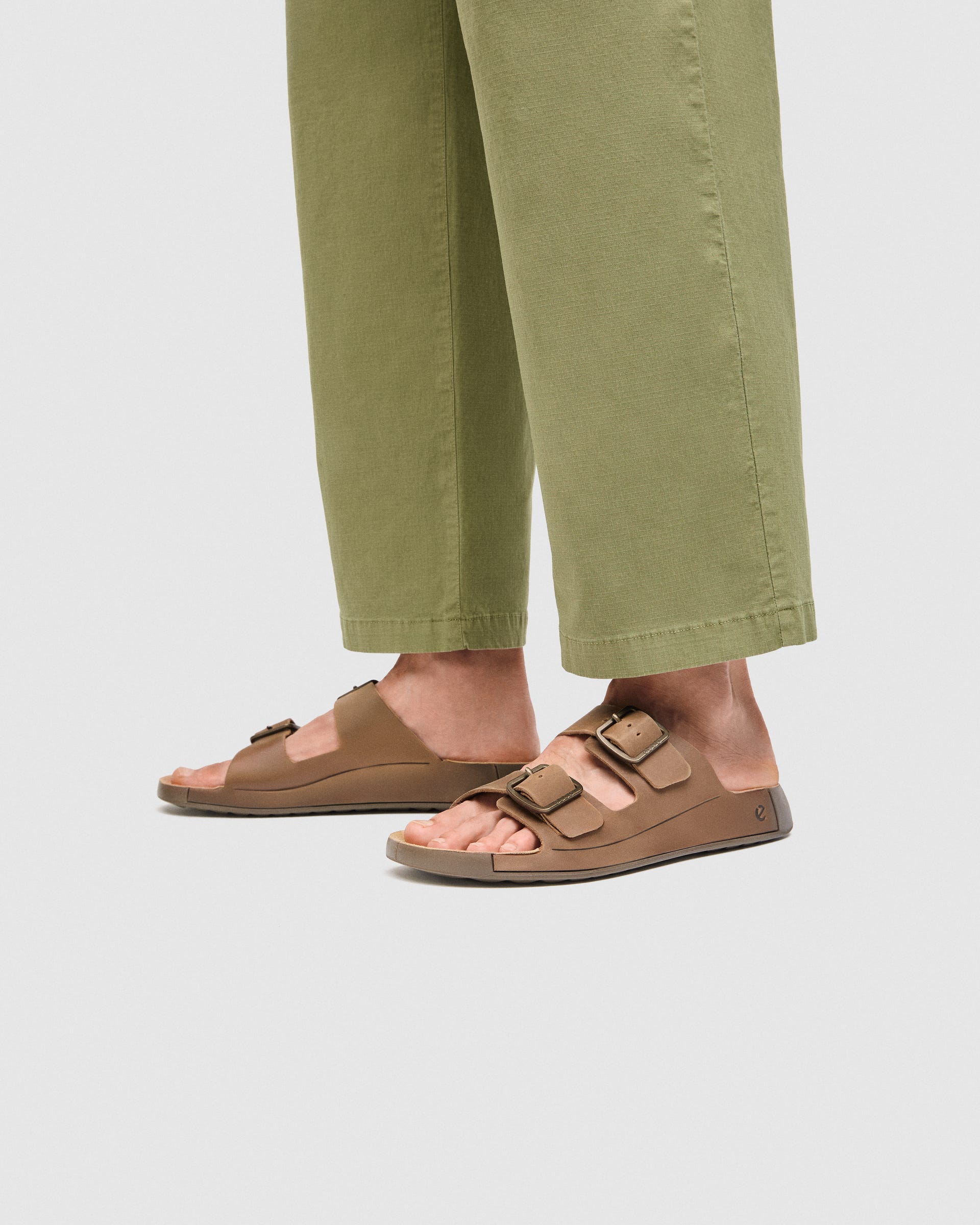 Men's ECCO® Cozmo Nubuck Two Strap Sandal - Brown - Lifestyle image-1