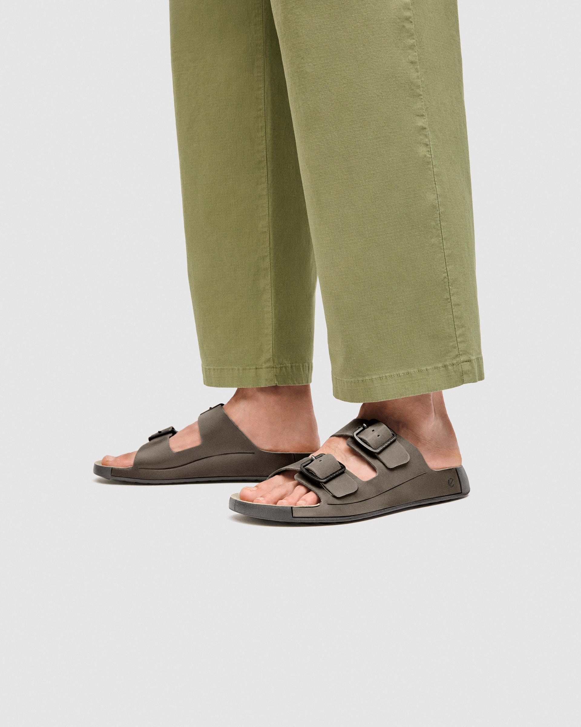 Men's ECCO® Cozmo Nubuck Two Strap Sandal - Brown - Lifestyle image-1