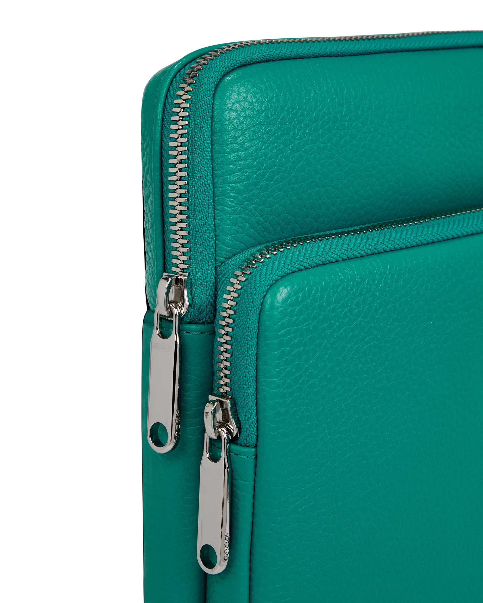 ECCO Flat Pouch Pebbled レザークロスボディバッグ - グリーン - Detail-1