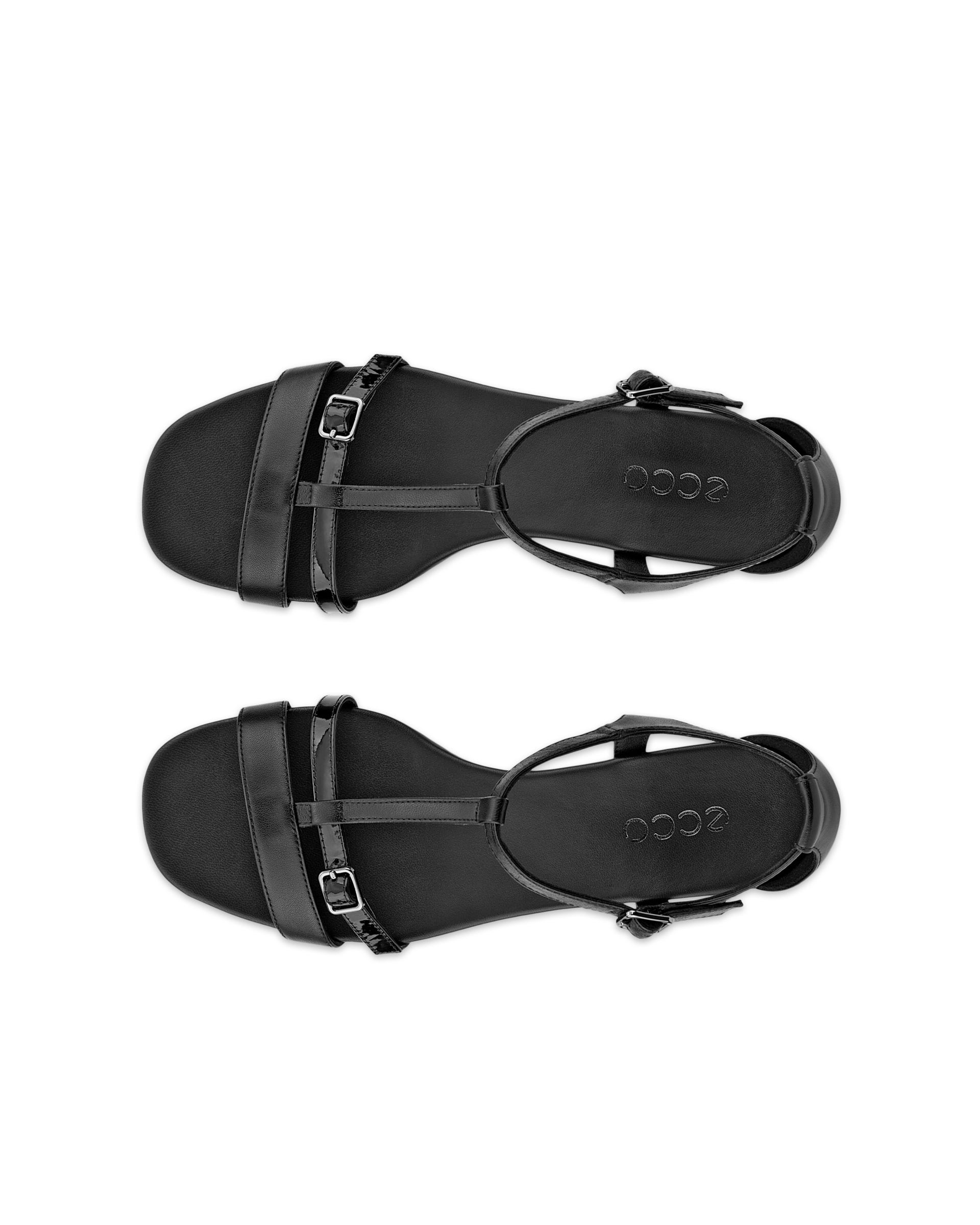 Damskie skórzane sandały na koturnie ECCO® ASTRID - Czarny - Top left pair