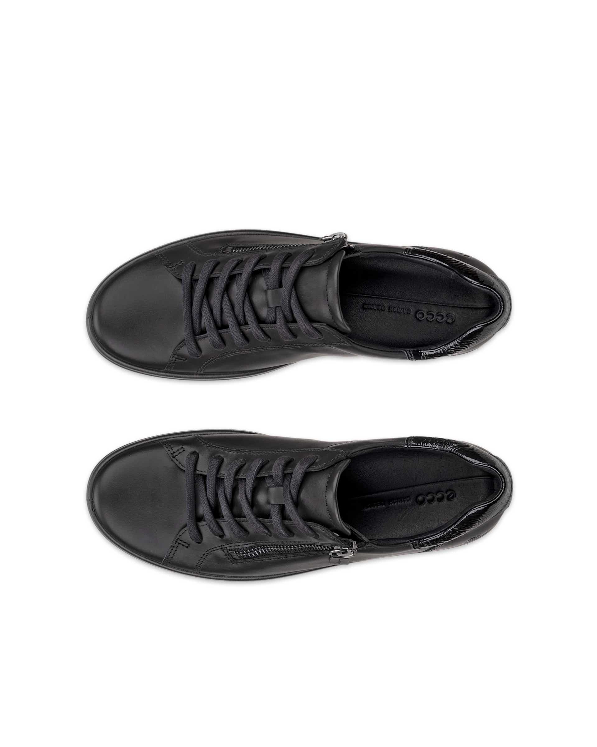 ECCO® SOFT 7 dames leren sneaker - Zwart - Top left pair