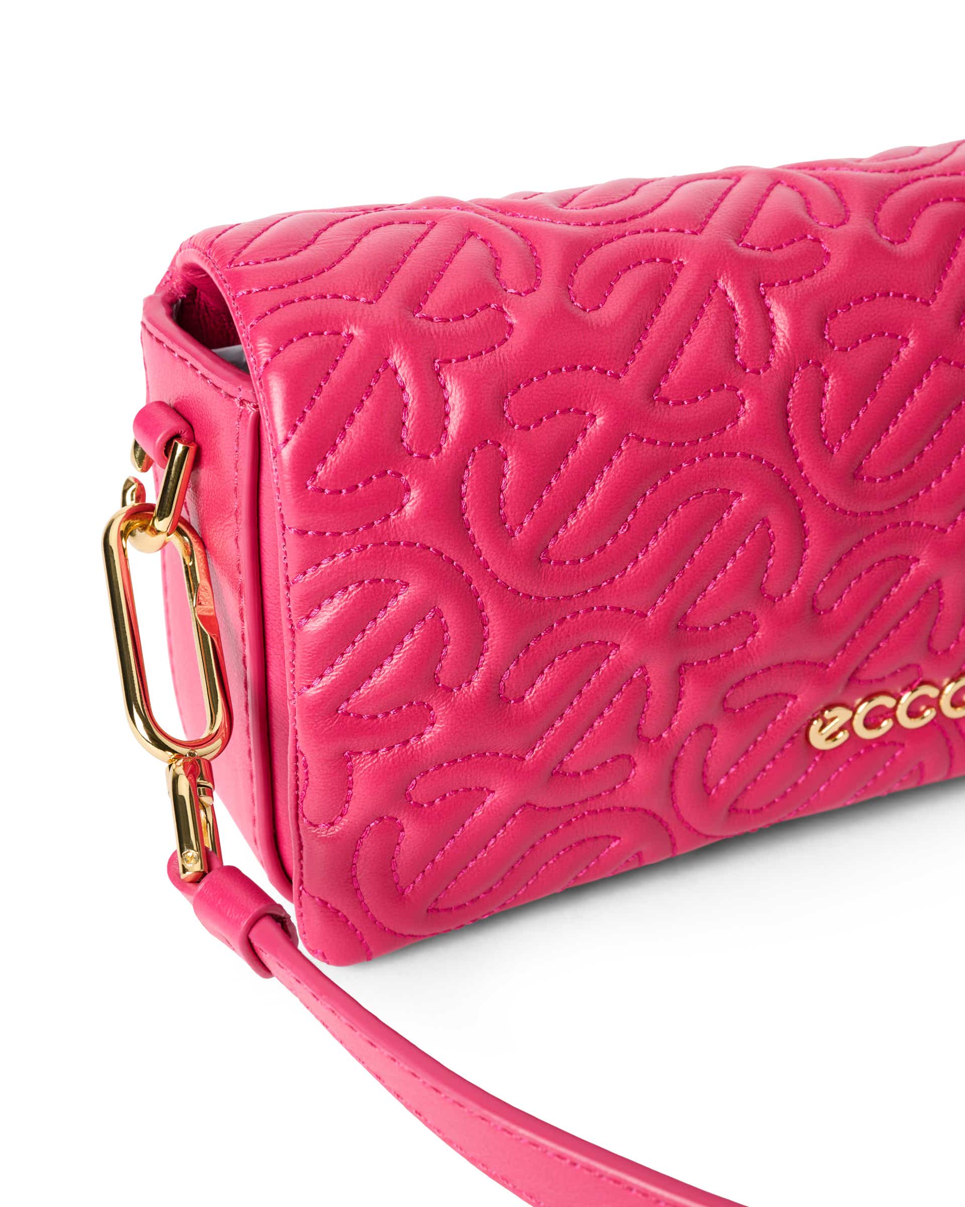 ECCO Pinch Small Quilted Wave レザーショルダーバッグ - ピンク - Detail-1