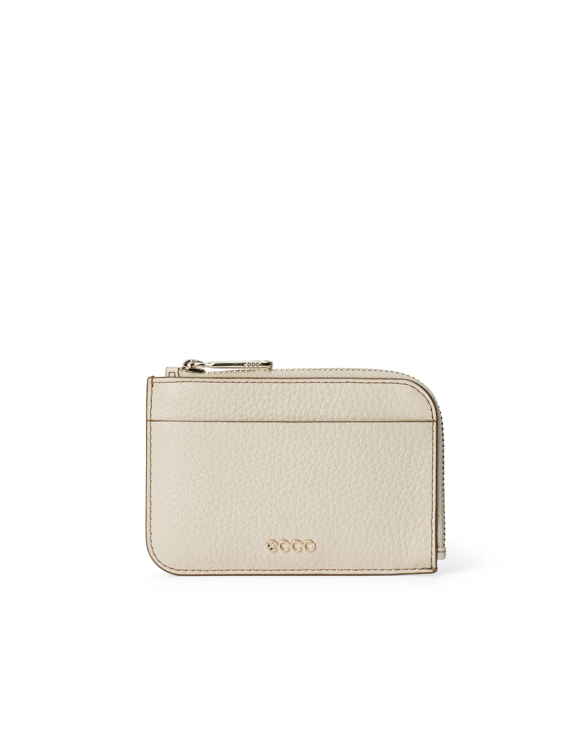 ECCO® Zipped Pebbled Leather Card Case - Beige - Main