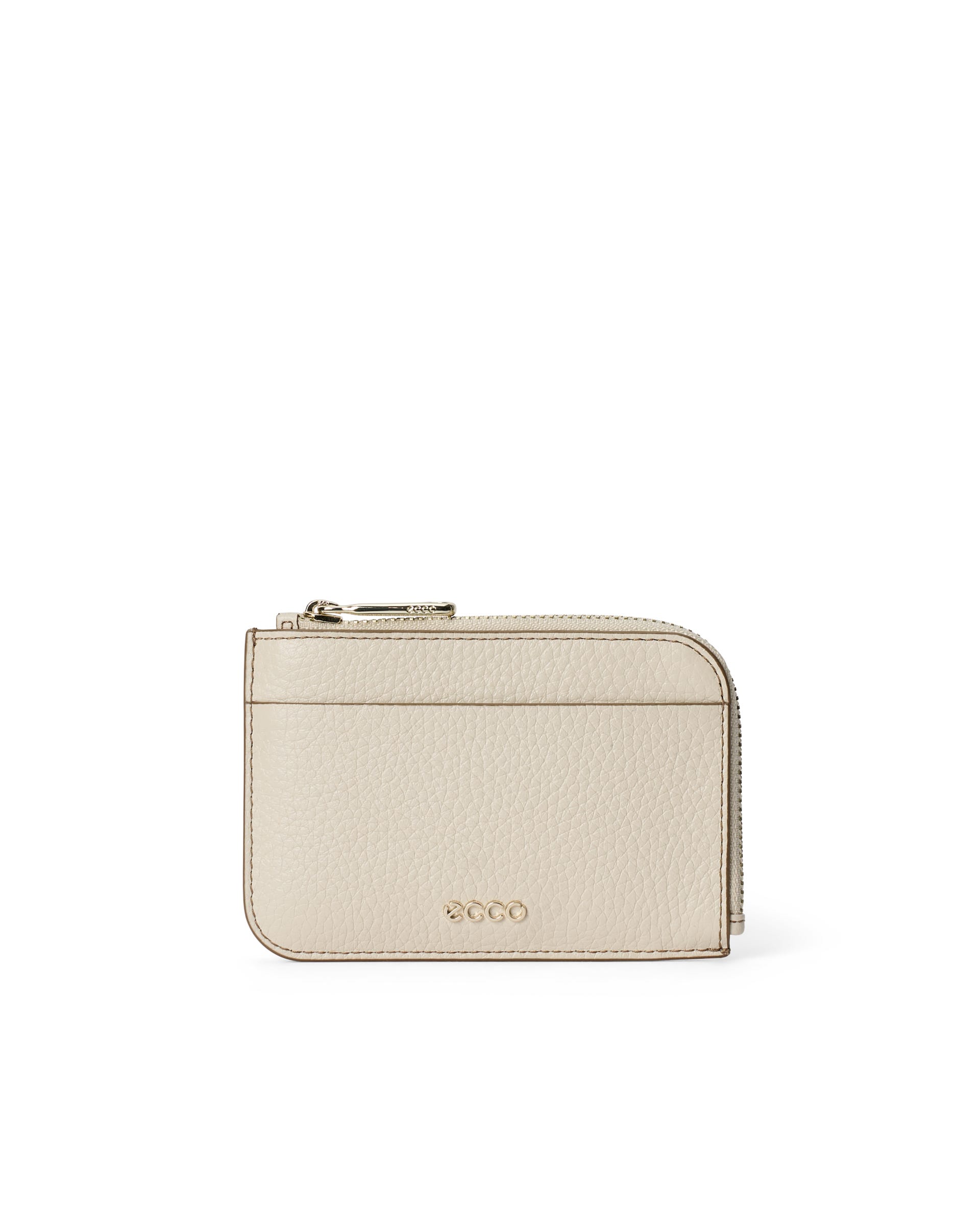 ECCO® Zipped Pebbled Leather Card Case - Beige - Main