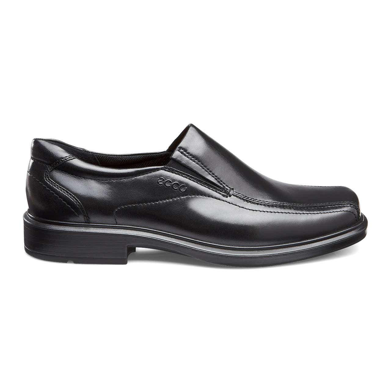 Men's ECCO® Helsinki Leather Slip-On Dress Shoe - Black - Outside