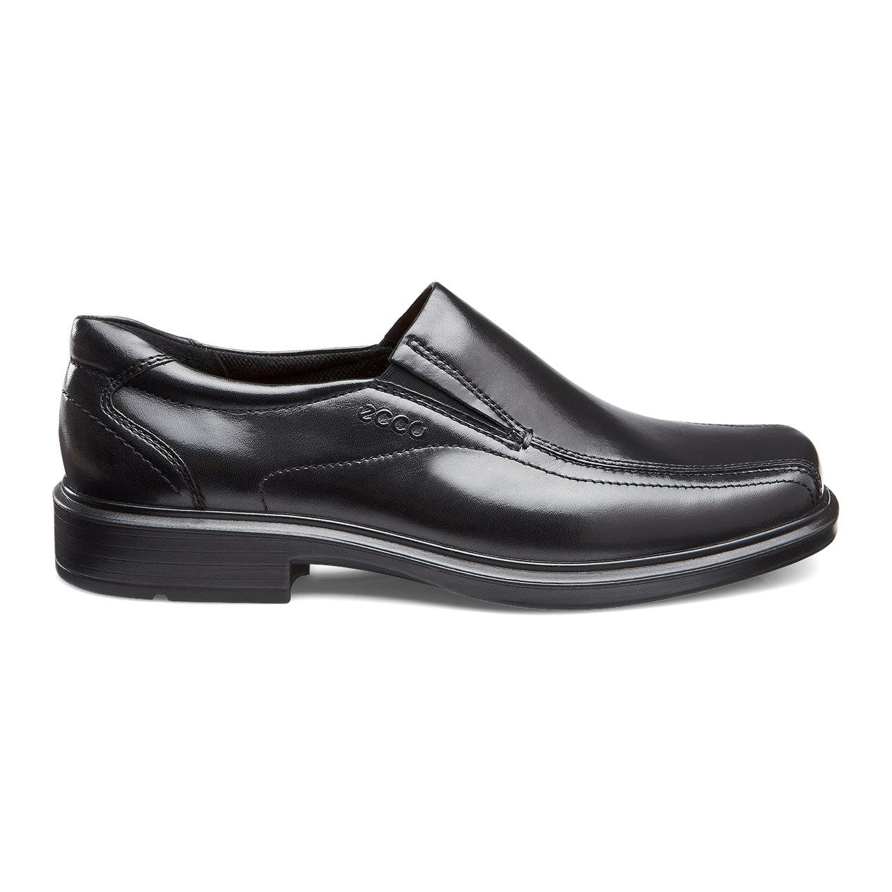 Men's ECCO® Helsinki Leather Slip-On Dress Shoe - Black - Outside