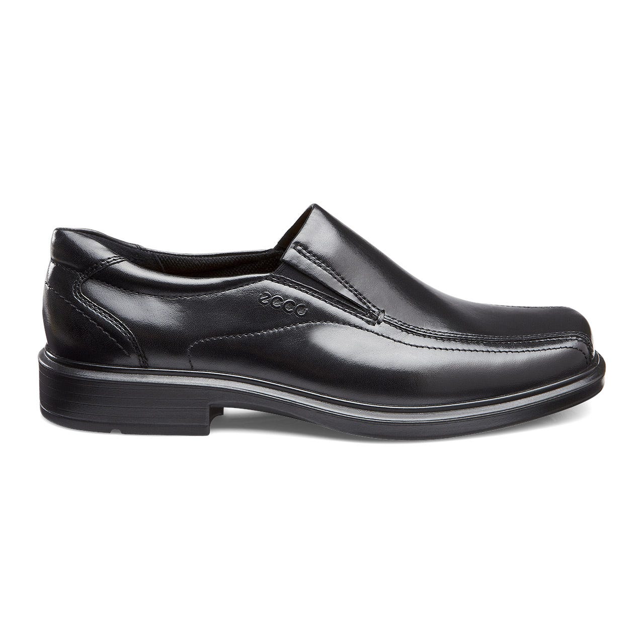 Men's ECCO® Helsinki Leather Slip-On Dress Shoe - Black - Outside