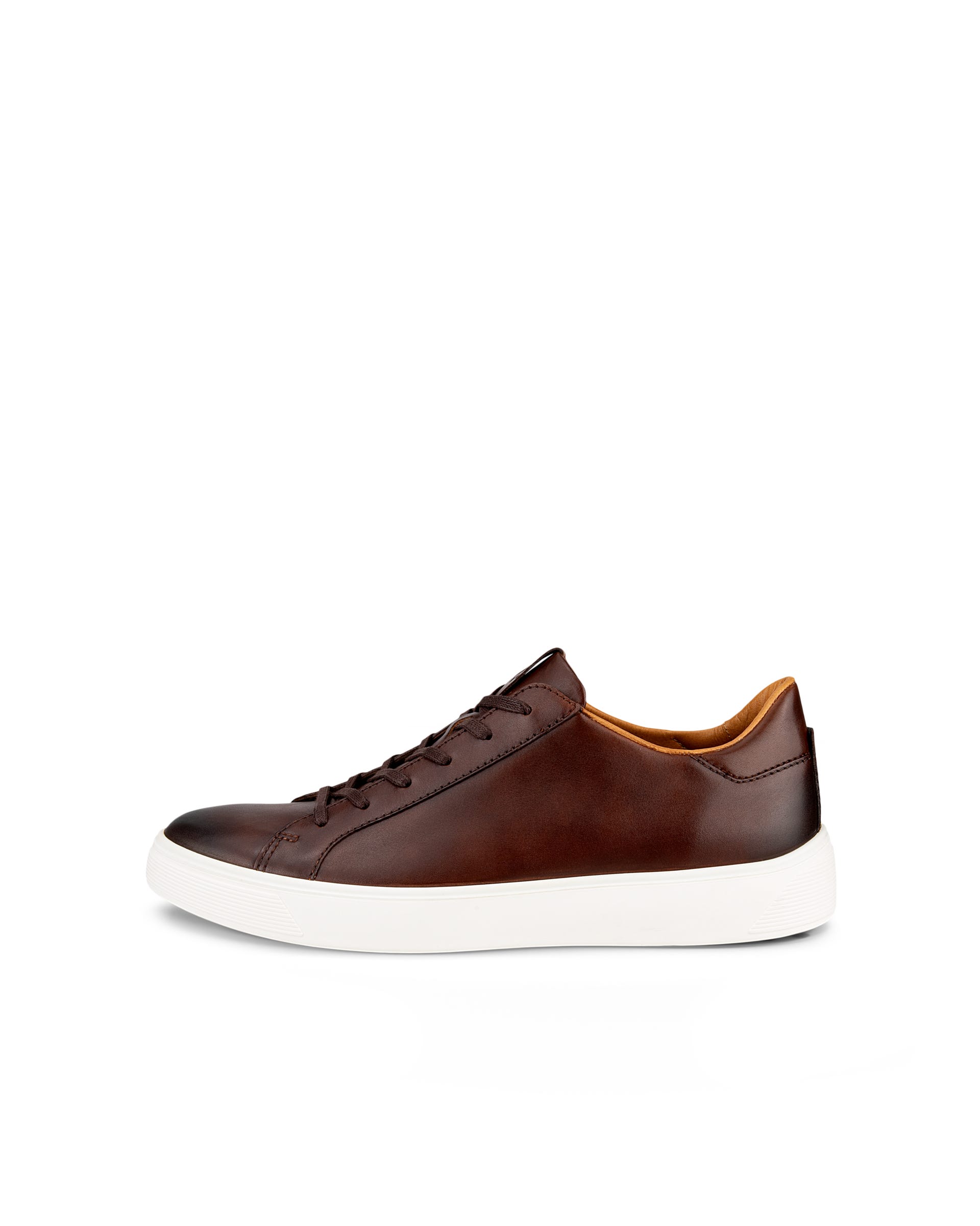 Men's ECCO® Street Tray Leather Sneaker - Brown - Outside