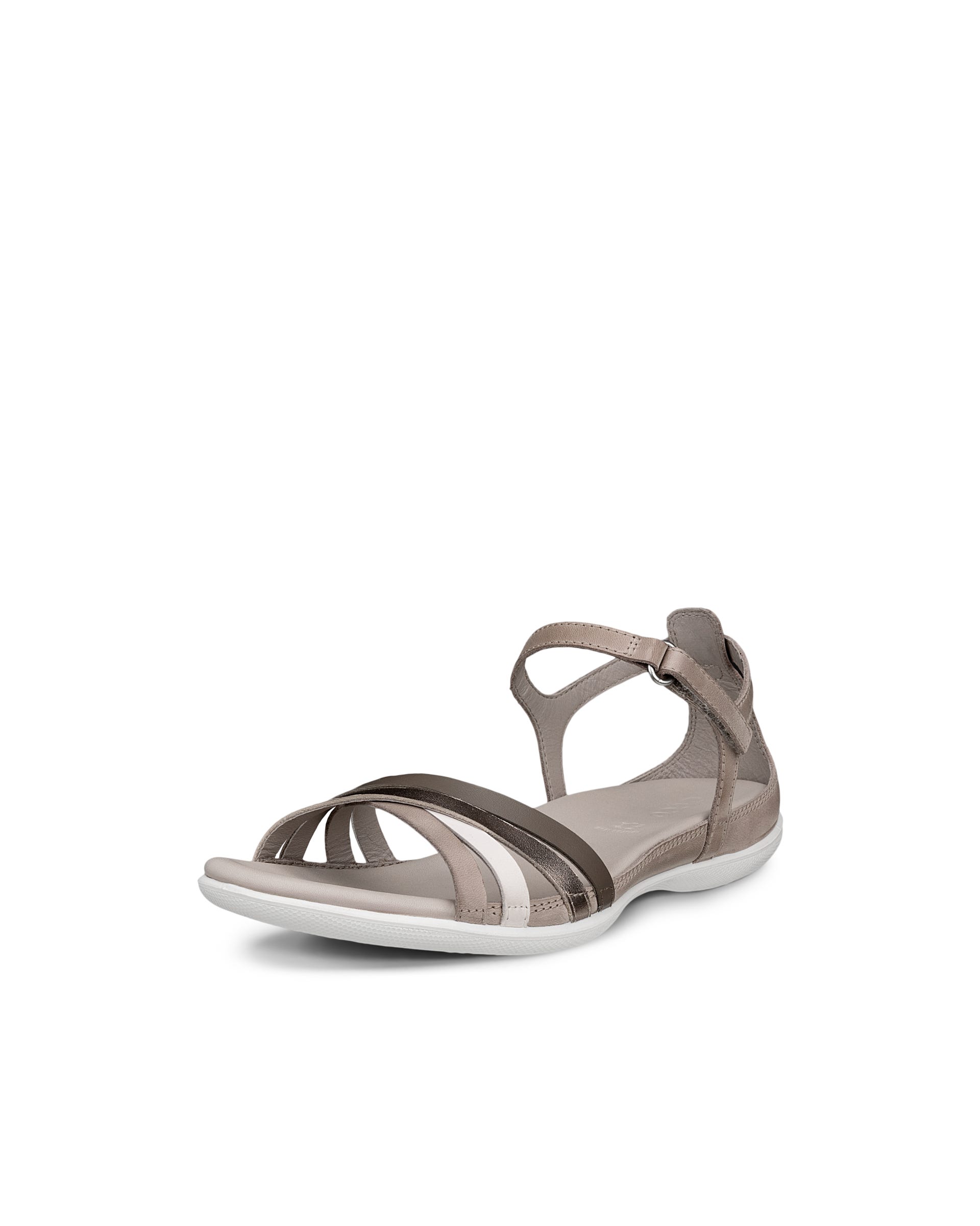 Women's ECCO® Flash Leather Flat Sandal - Gray - Main