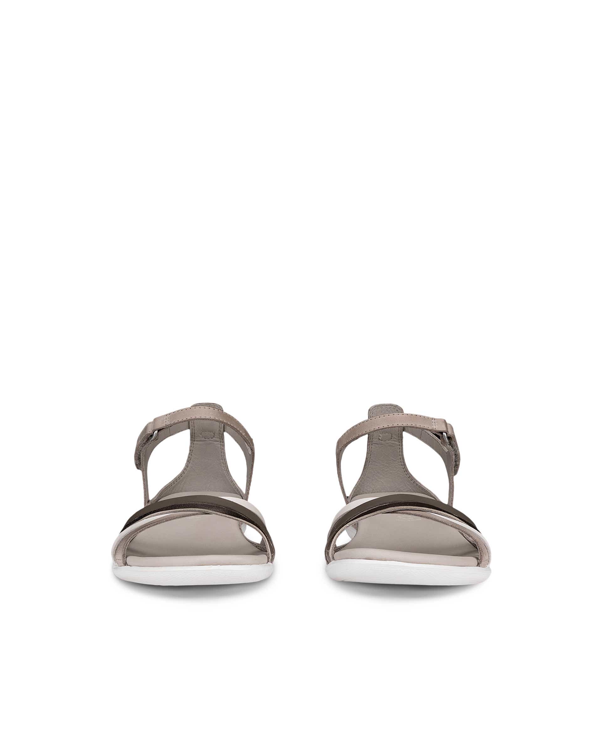 Women's ECCO® Flash Leather Flat Sandal - Gray - Front pair
