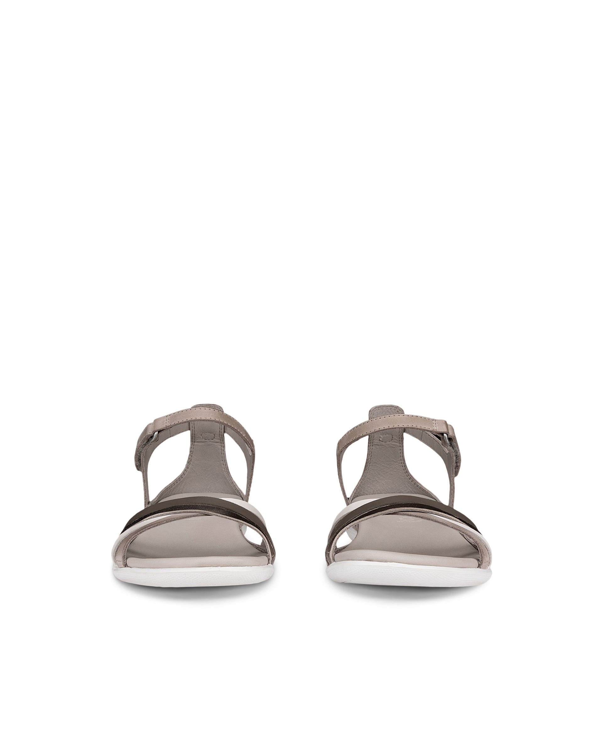 Women's ECCO® Flash Leather Flat Sandal - Gray - Front pair