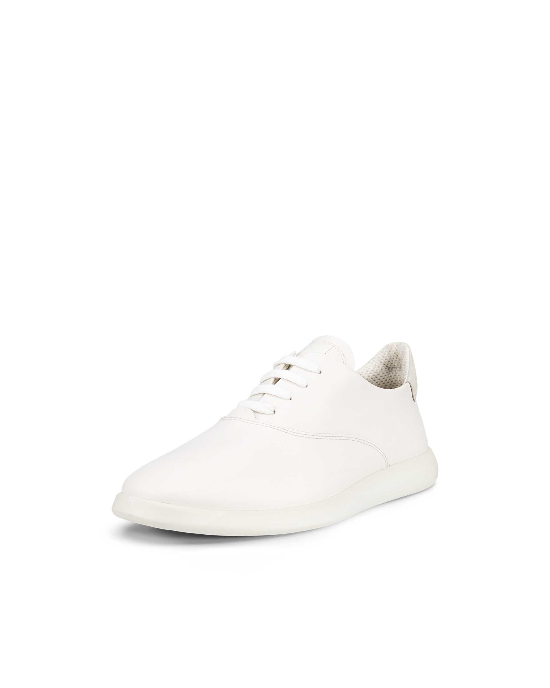 Women's ECCO® Minimalist Leather Lace-Up Shoe - White - Main
