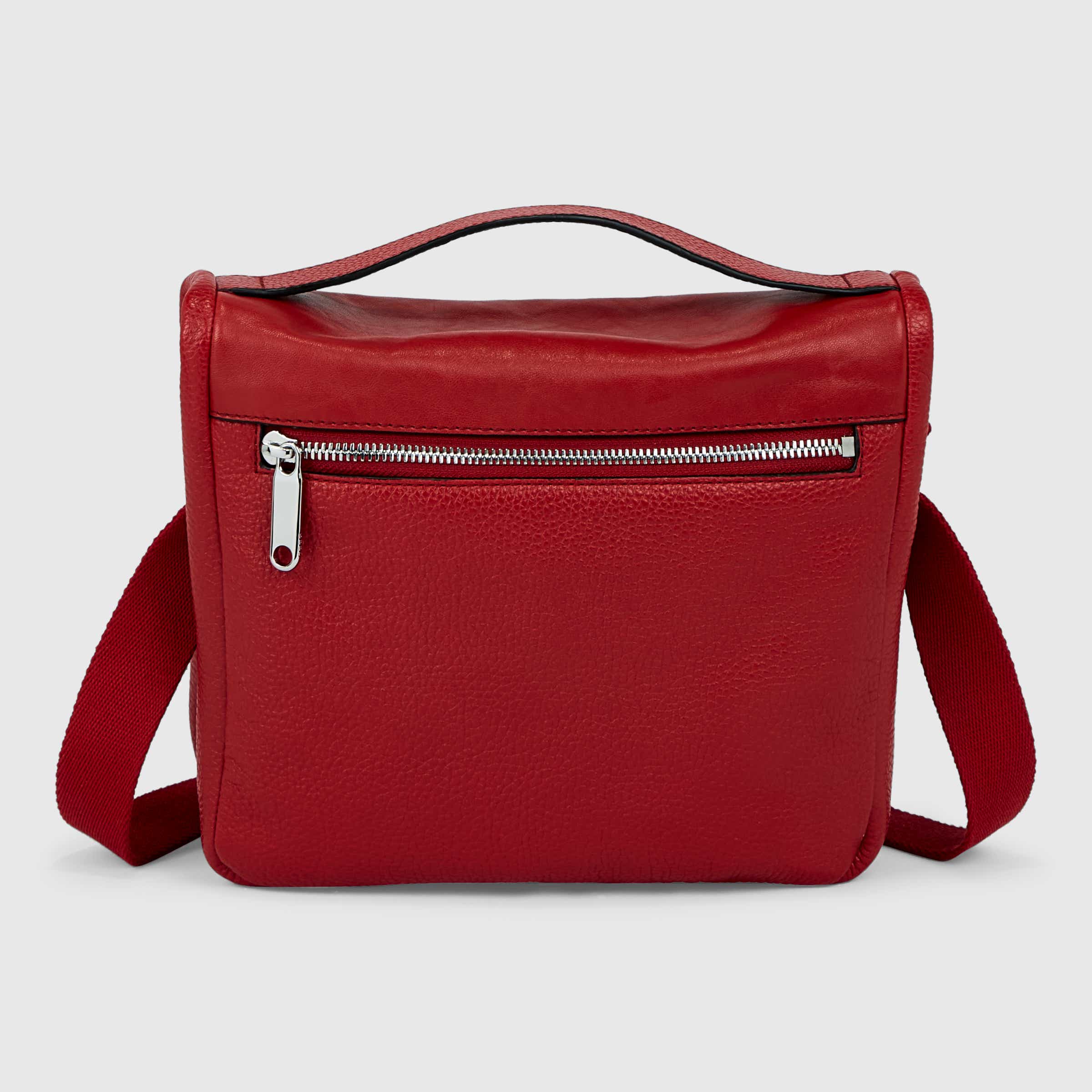 ECCO® Textureblock Leather Crossbody Bag - Red - Back