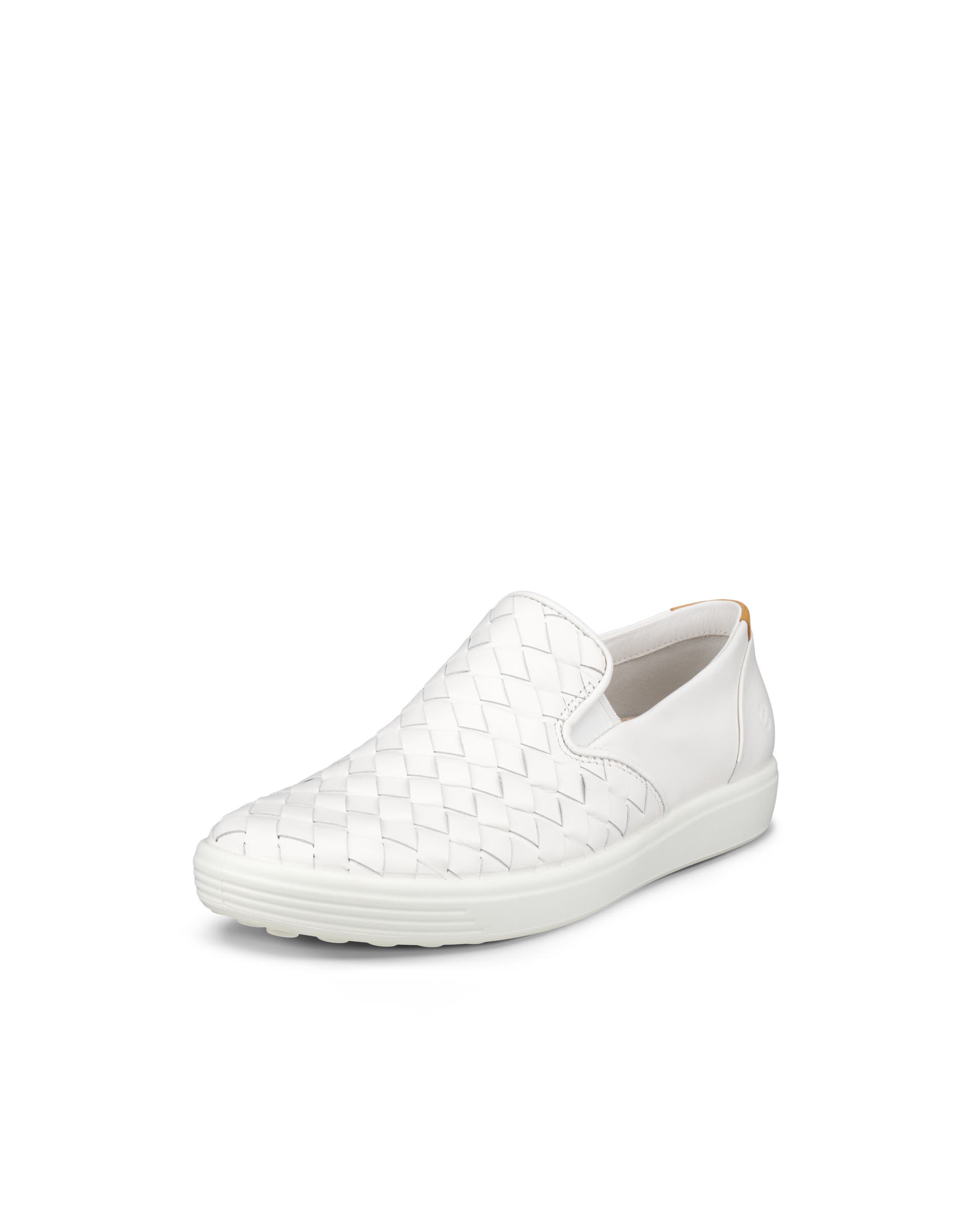 Women's ECCO® Soft 7 Woven Leather Slip-On - White - Main