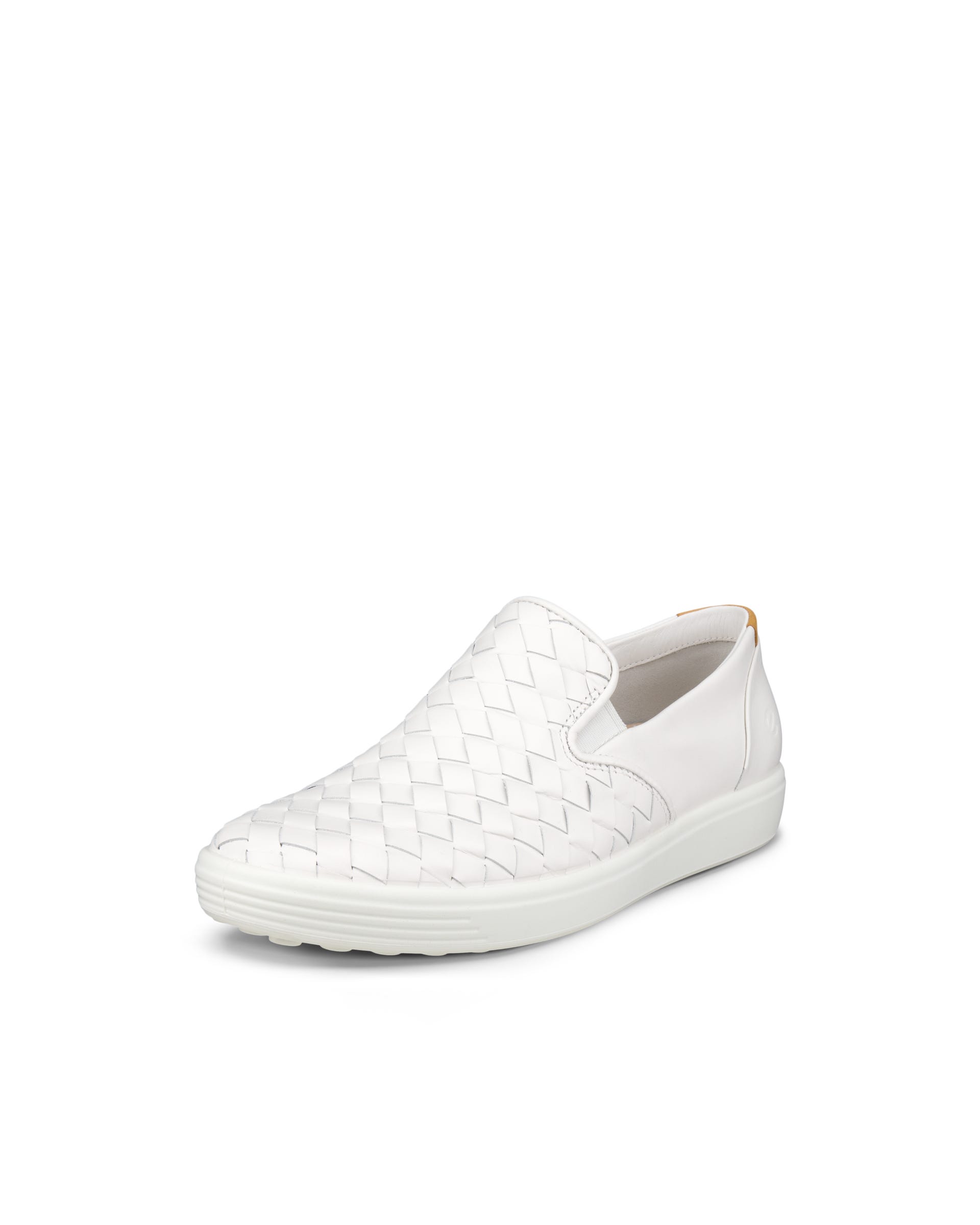 Women's ECCO® Soft 7 Woven Leather Slip-On - White - Main